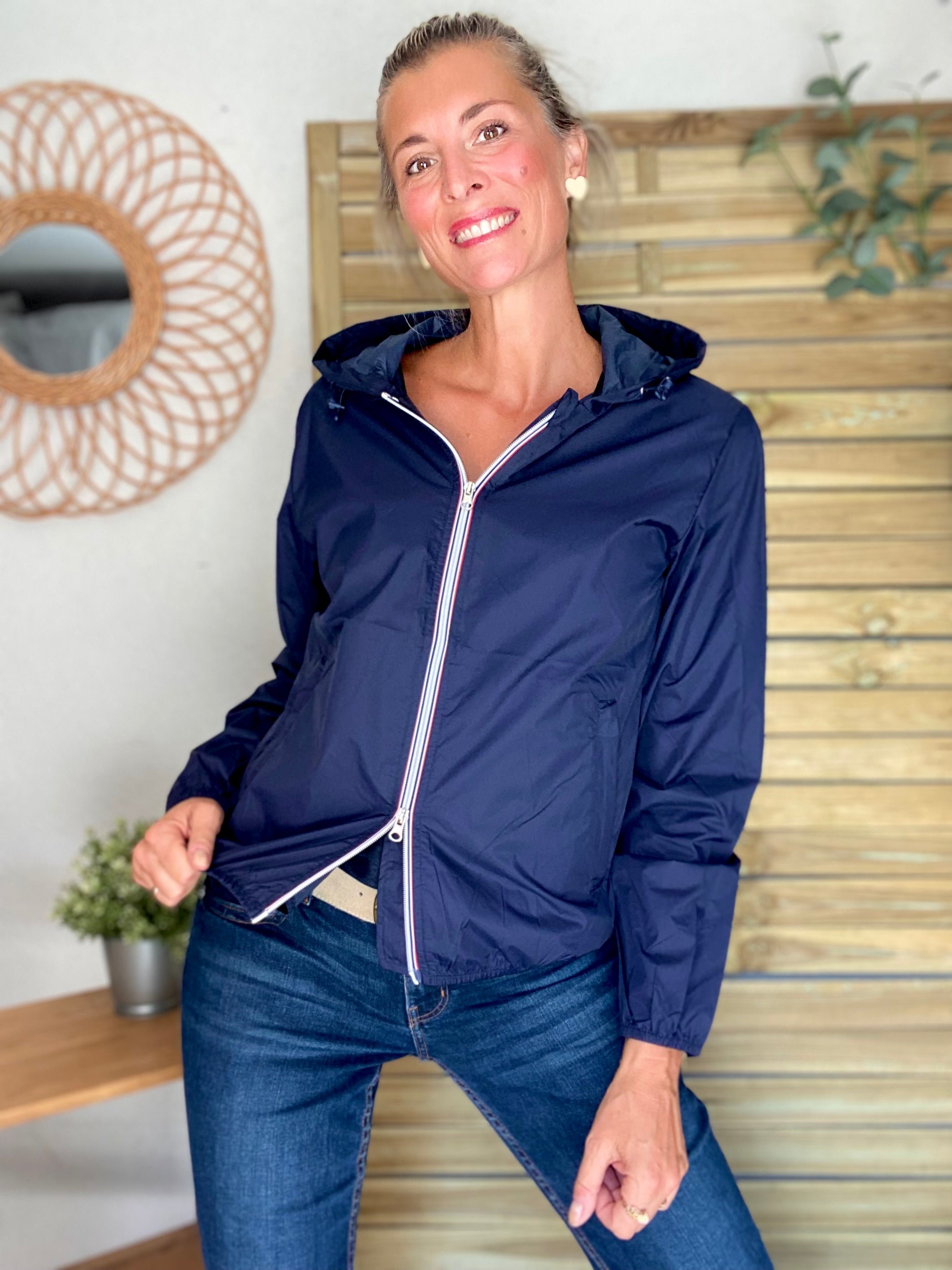 Coupe vent imperméable ANNA COURT Bleu marine - LAURA JO