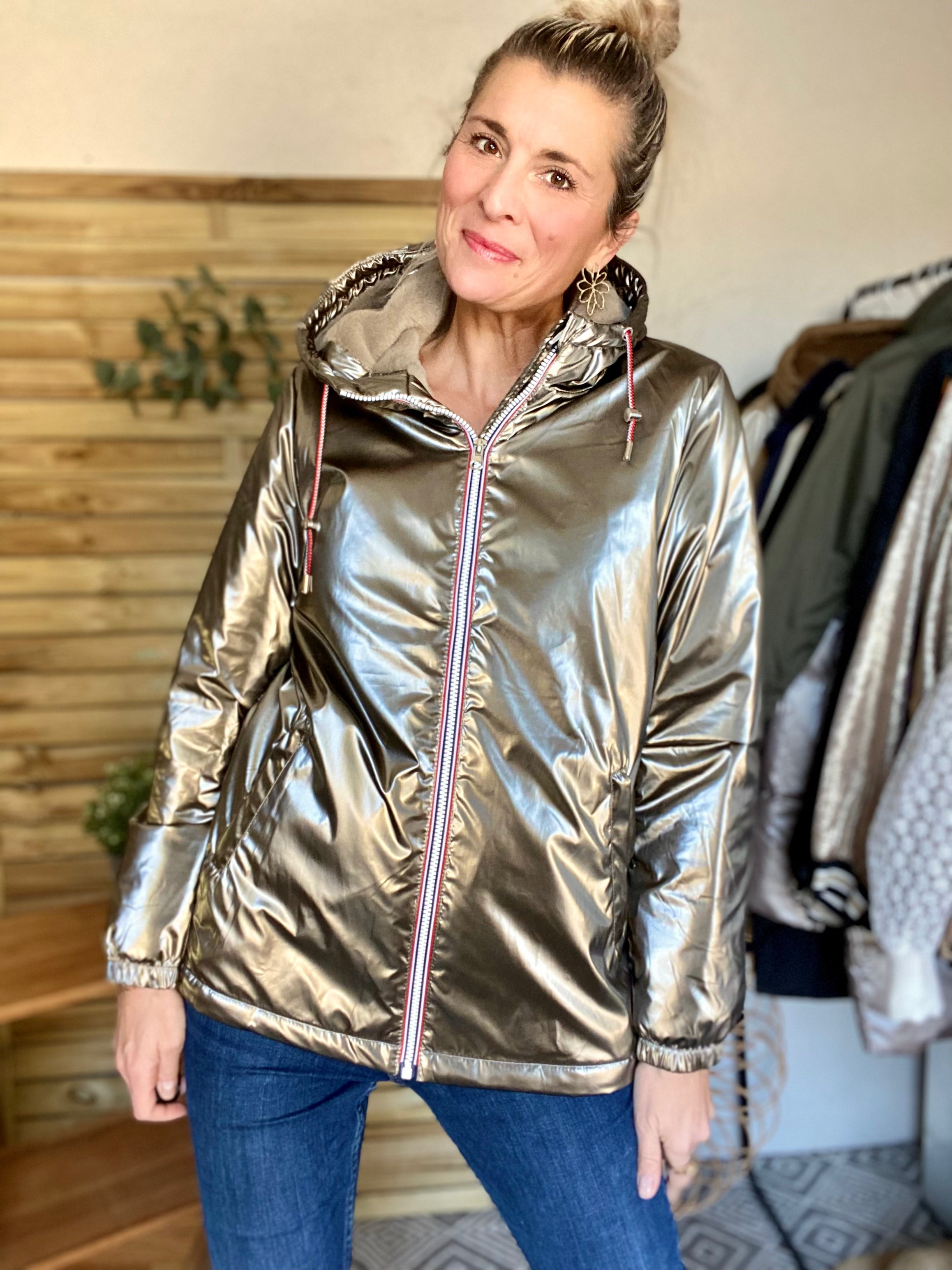 Parka Imperméable THELMA MI-LONG fourré - Bronze - LAURA JO - FIN DE SÉRIE