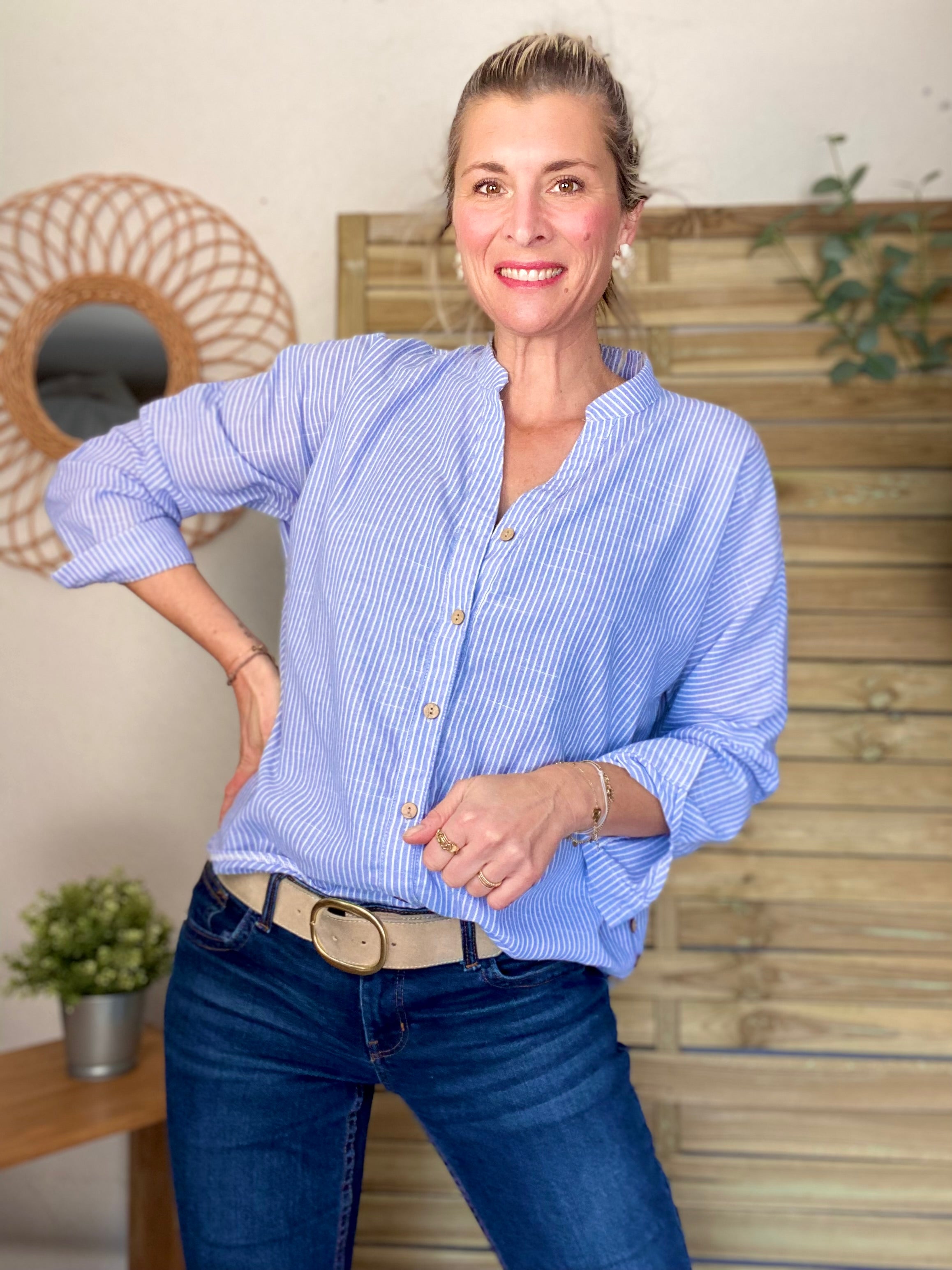 Chemise à rayures bleues (avec ou sans coeur)- MARGOT