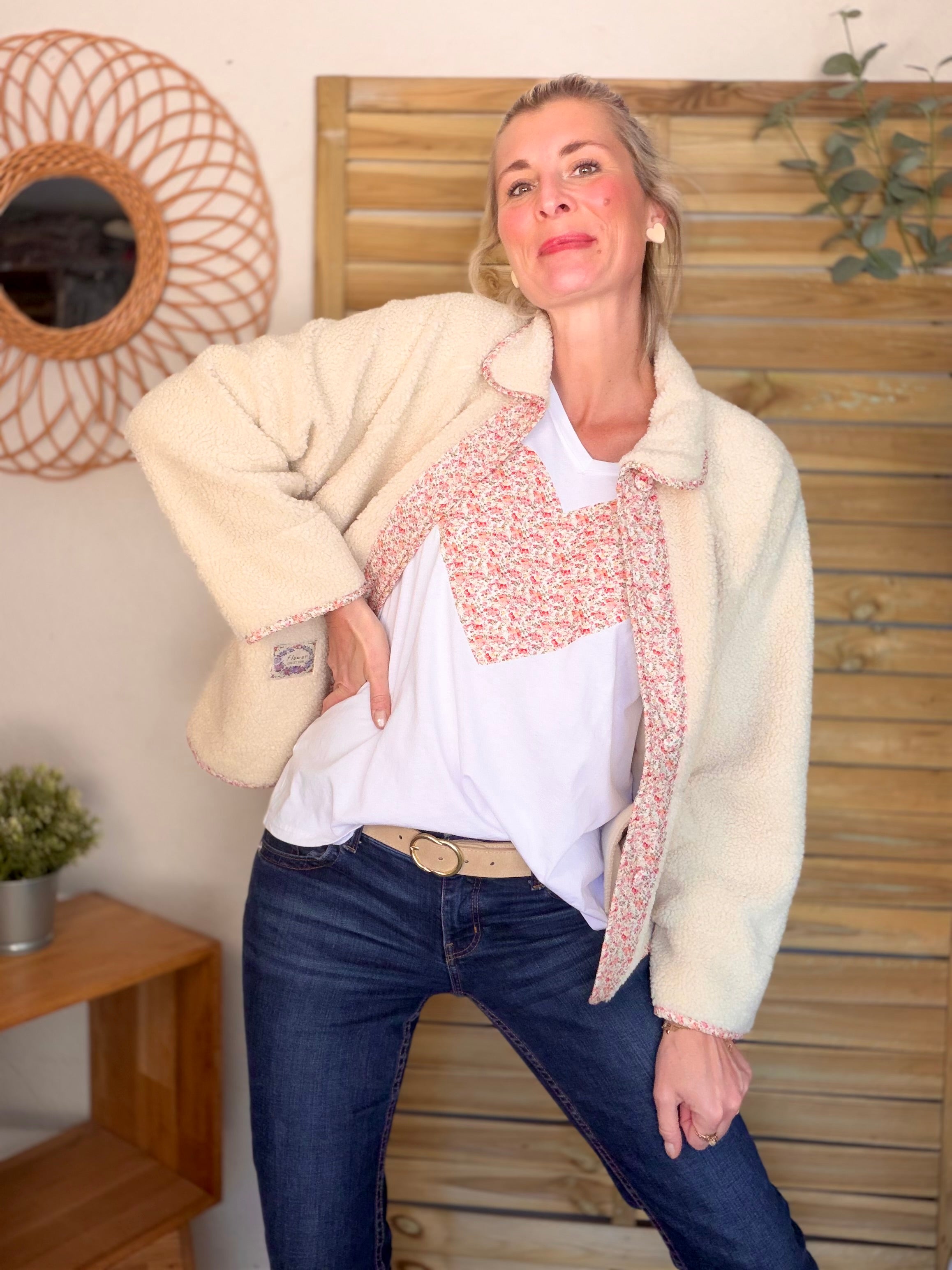 Tee shirt Gros Coeur Liberty rouge rosé VERA ❤️