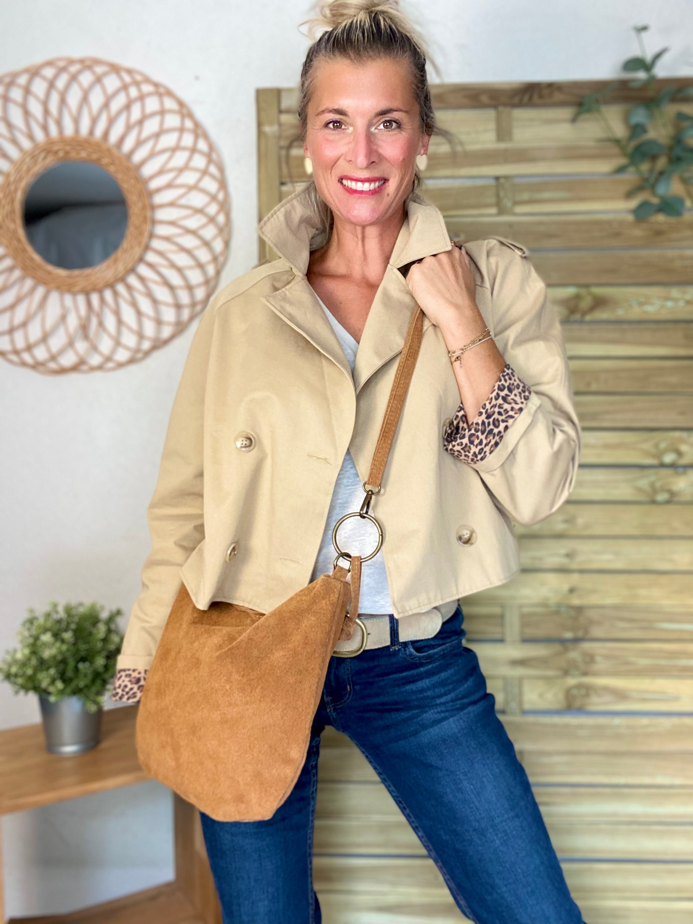 Veste Trench en coton beige avec Léo ROXANE