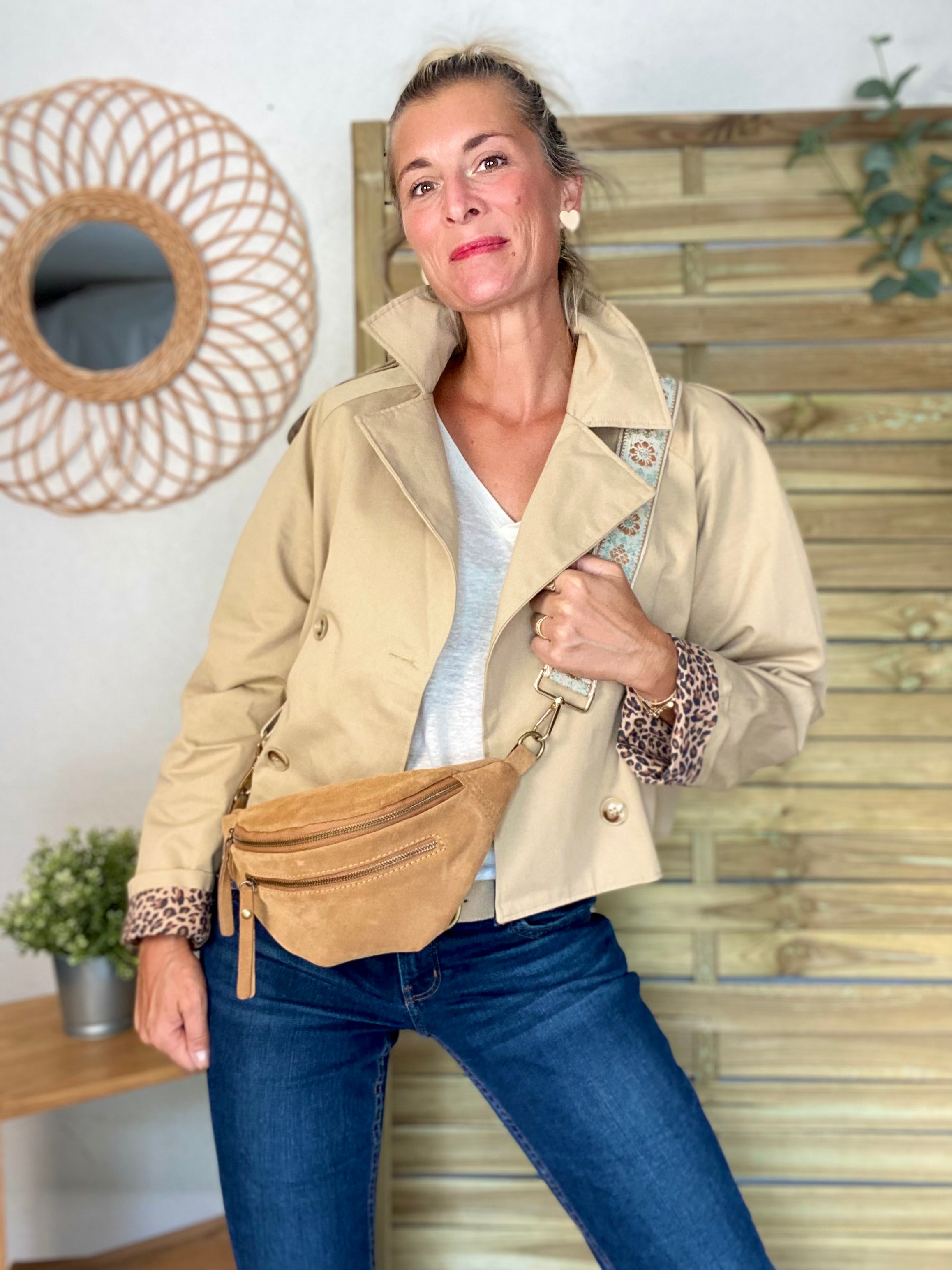 Veste Trench en coton beige avec Léo ROXANE