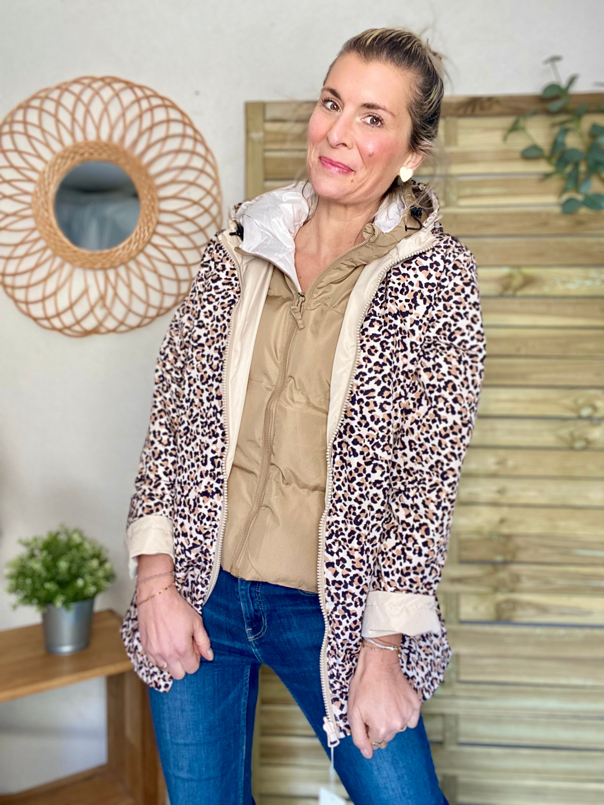 Imperméable réversible mi-long ALICE - Léo 🐆 / Beige