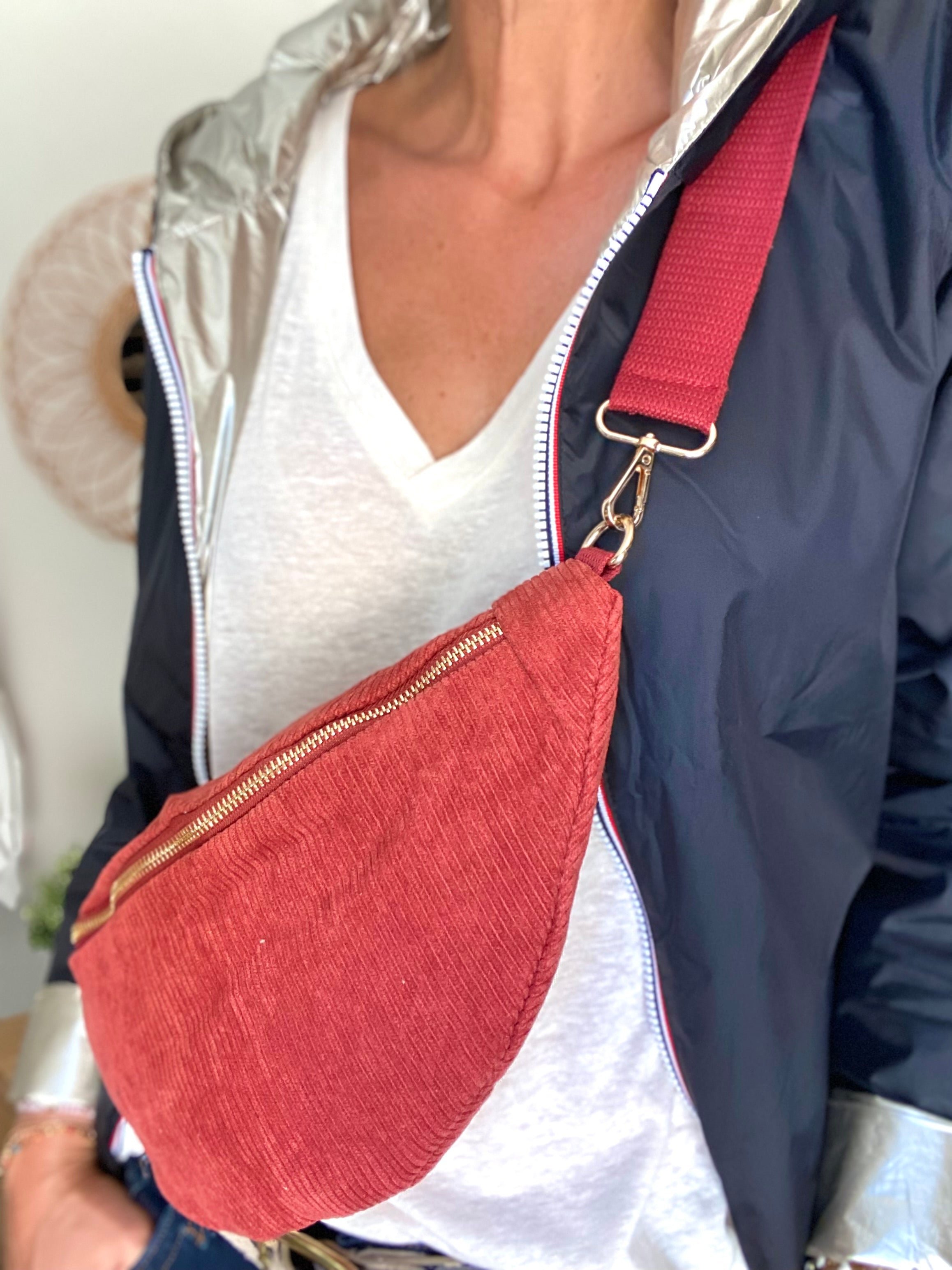 Sac banane XL velours côtelé Ciao Boum - IVY - Terracotta (20 coloris)