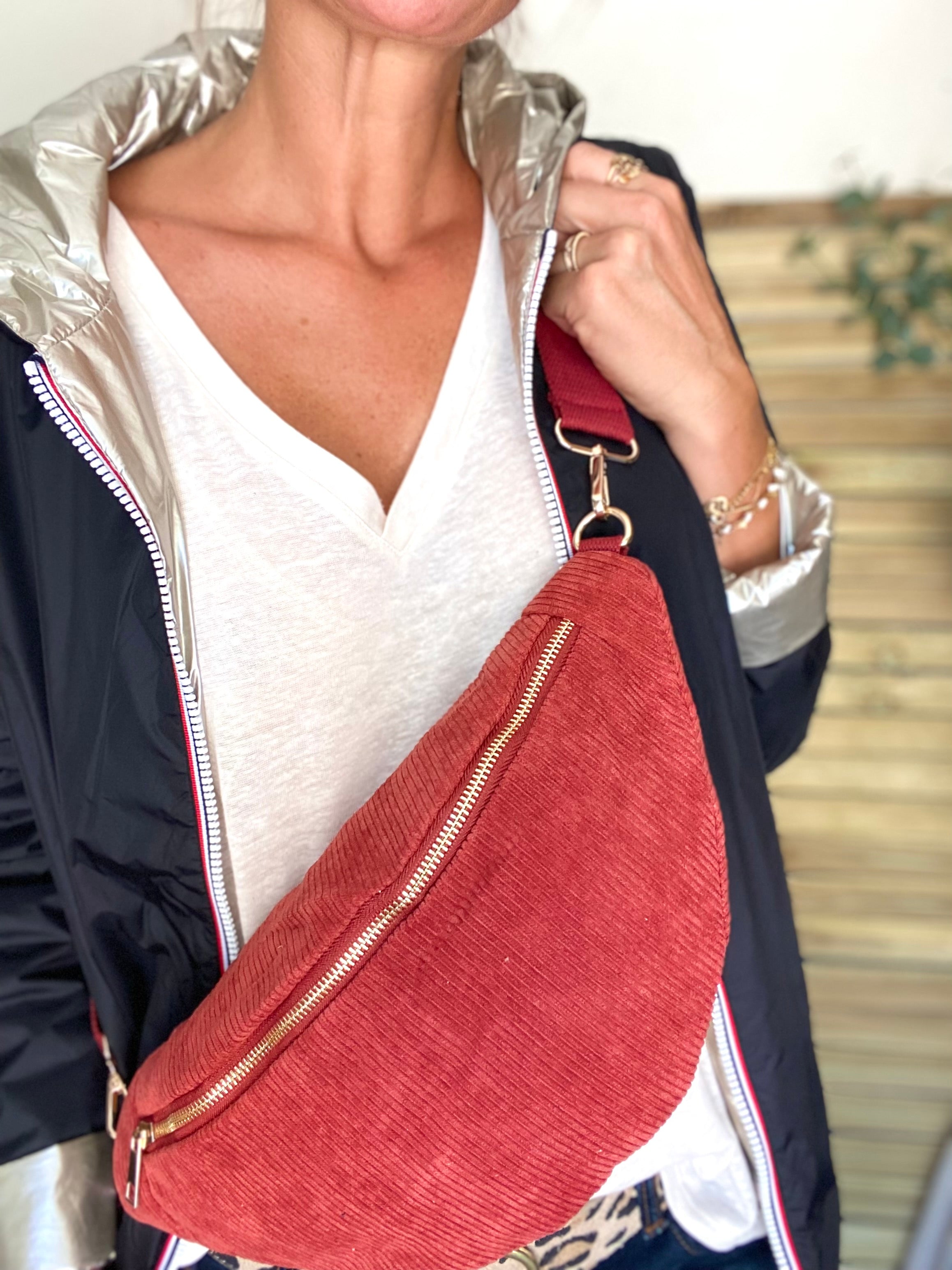 Sac banane XL velours côtelé Ciao Boum - IVY - Terracotta (20 coloris)