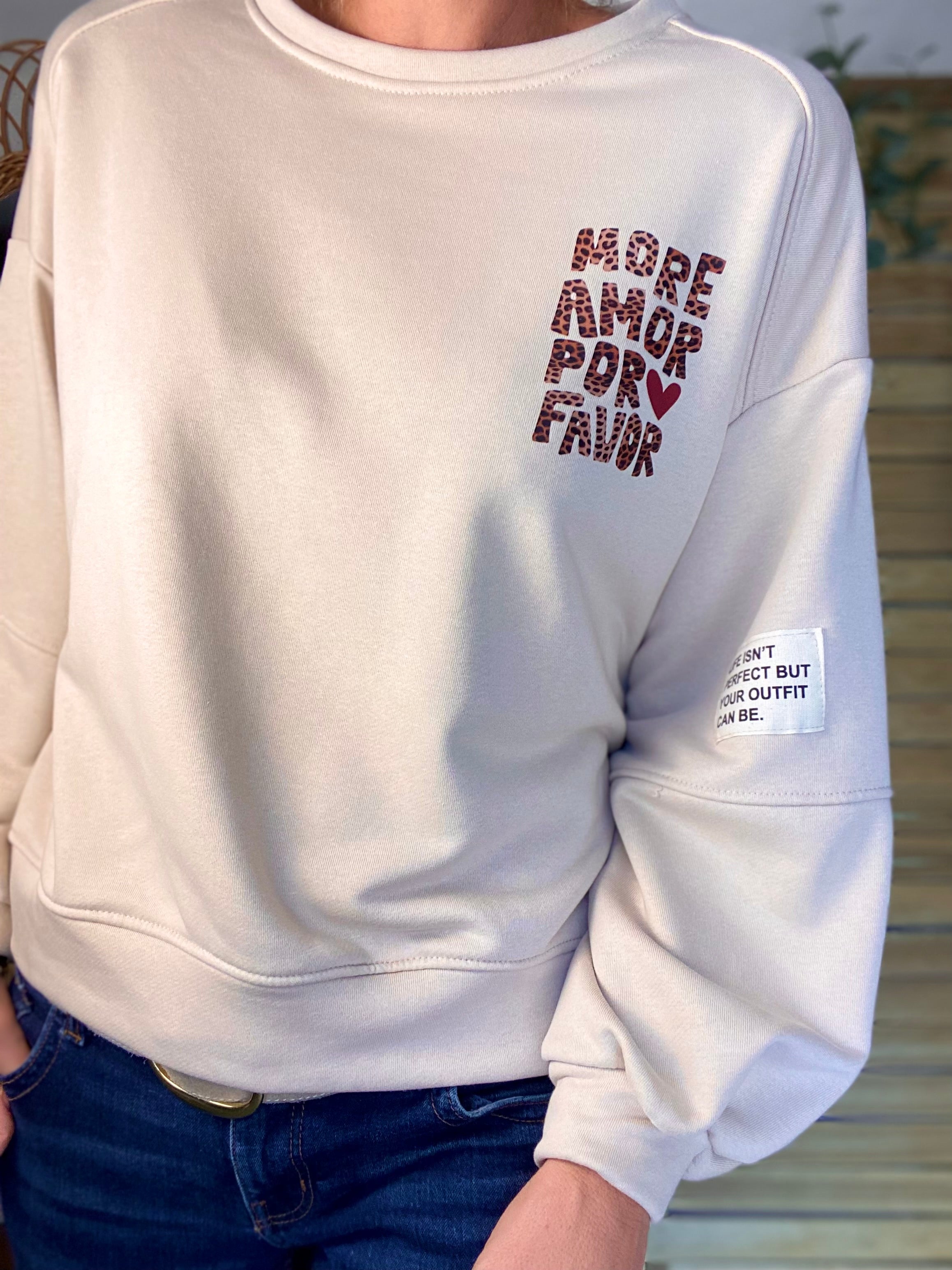 Sweat More amor por favor LĂ©o đ OMBLINE - Beige