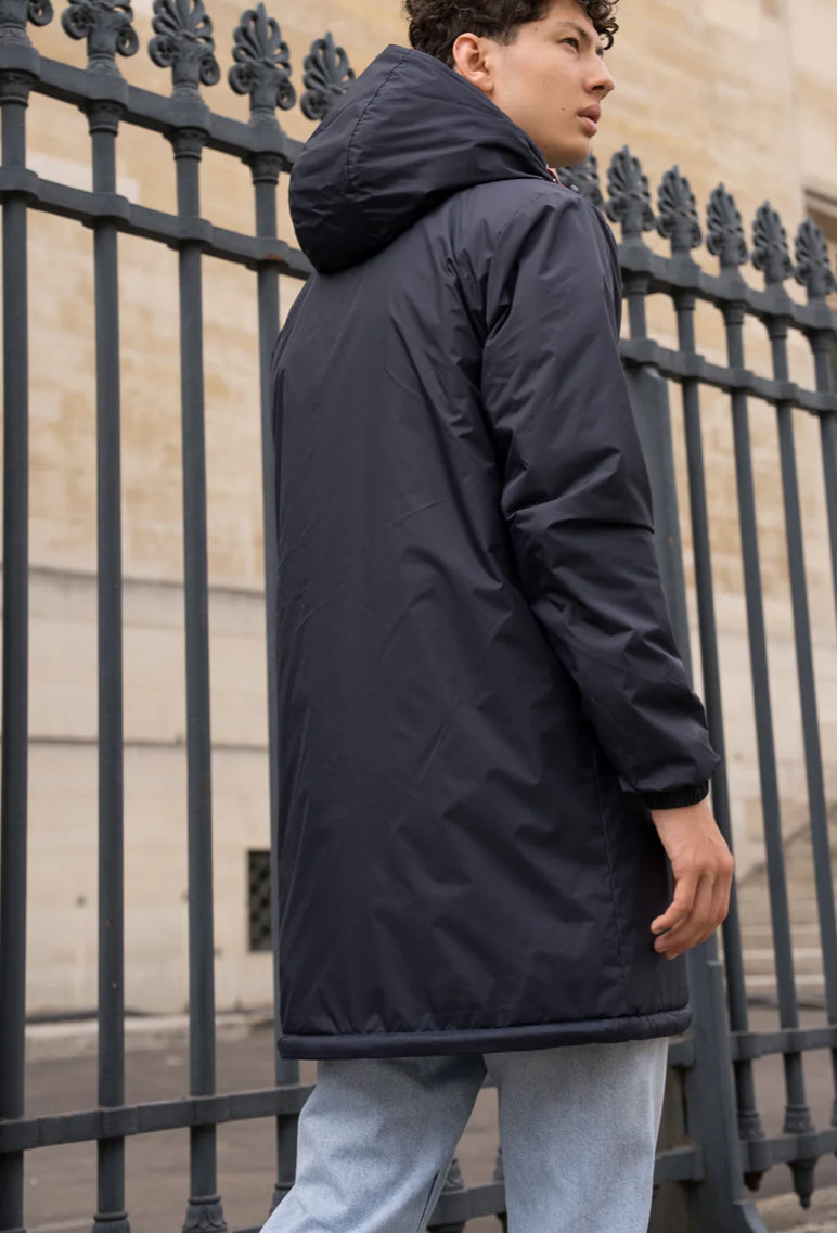 Parka Imperméable Homme LOUIS* LONG fourré sherpa - Bleu marine - Laura Jo