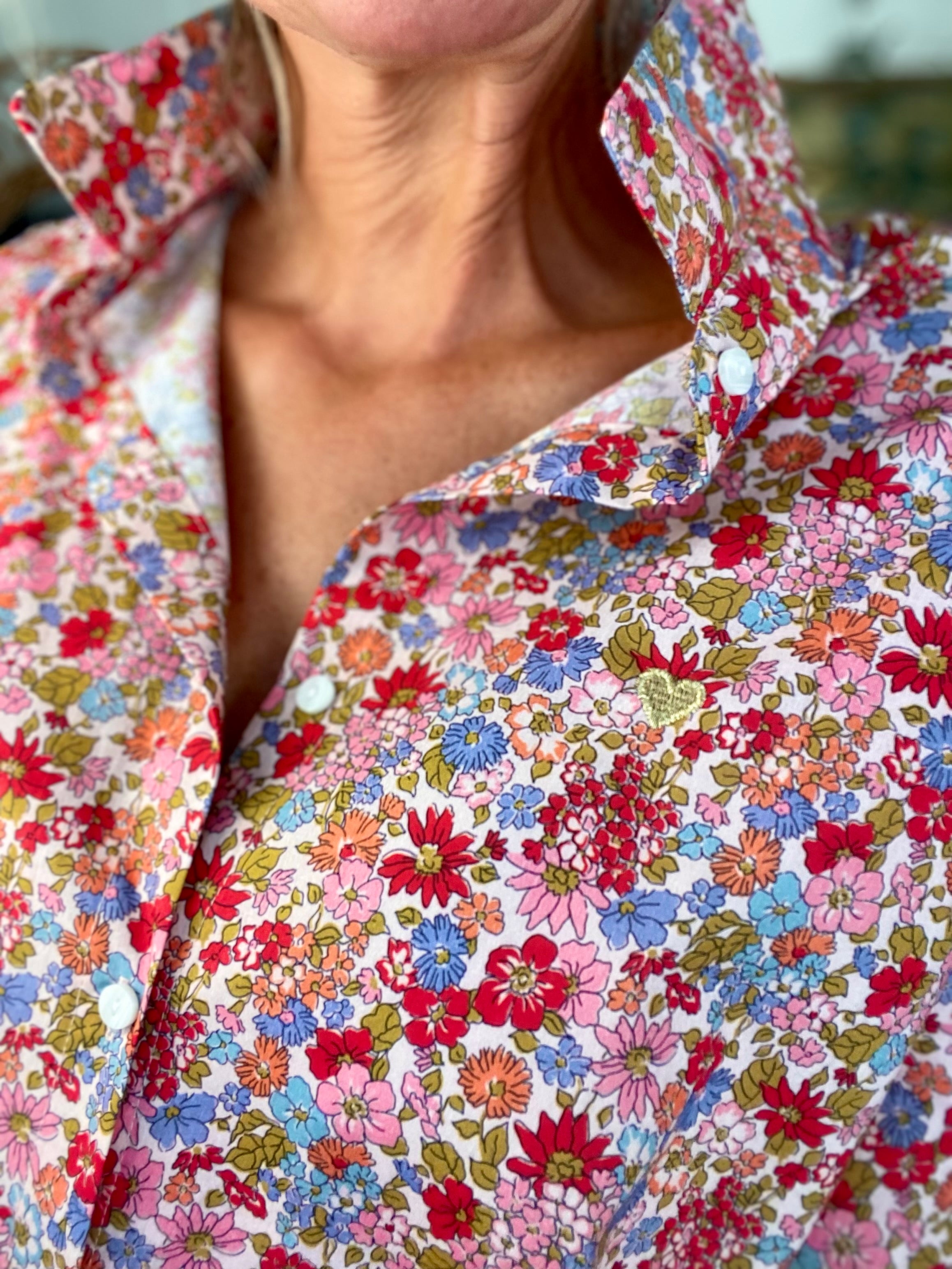 Chemise en coton imprimé Liberty 🌸 et coeur doré 💛 LISE