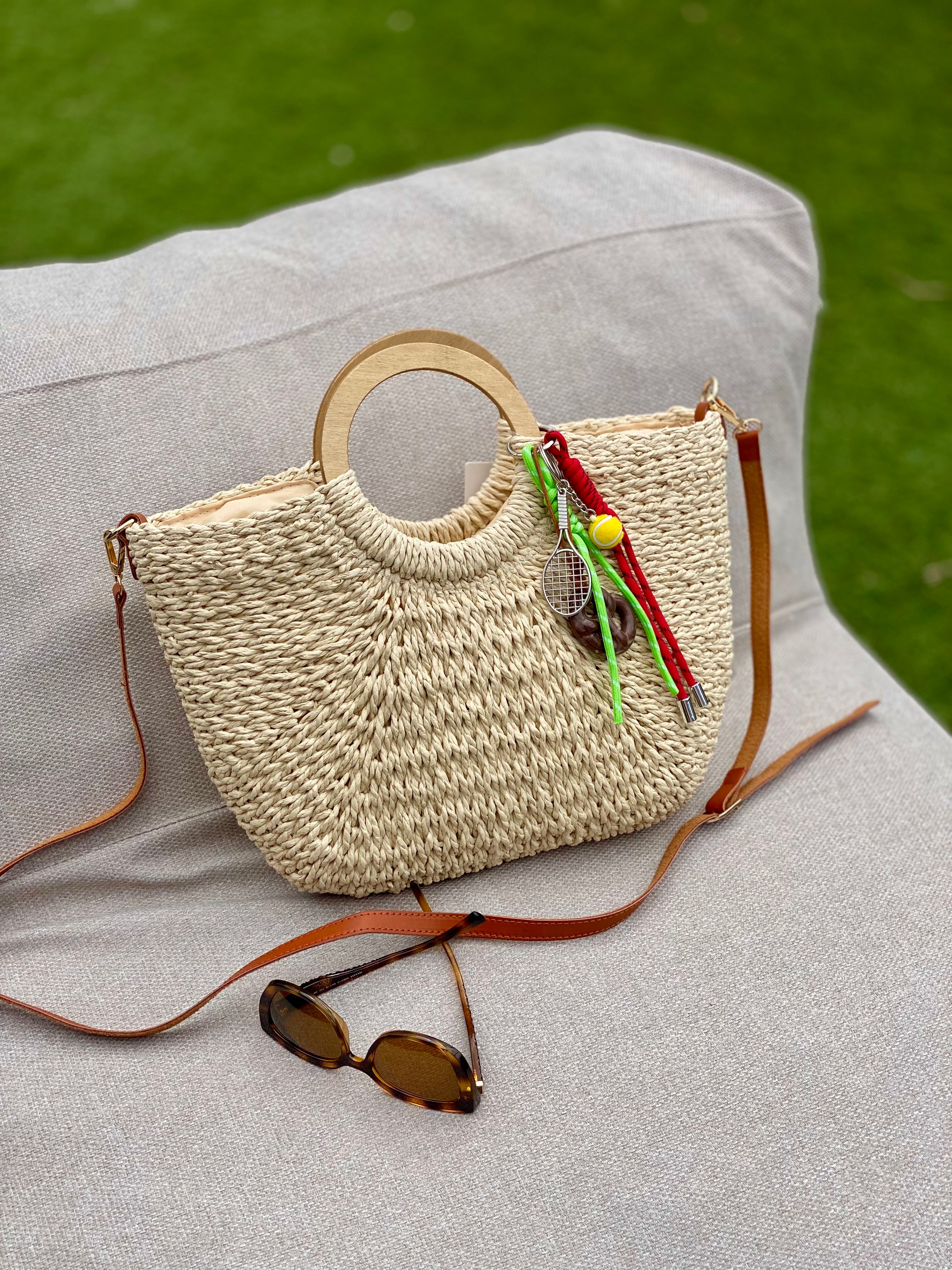 Sac à main et bandoulière en Paille PAULA - Beige clair