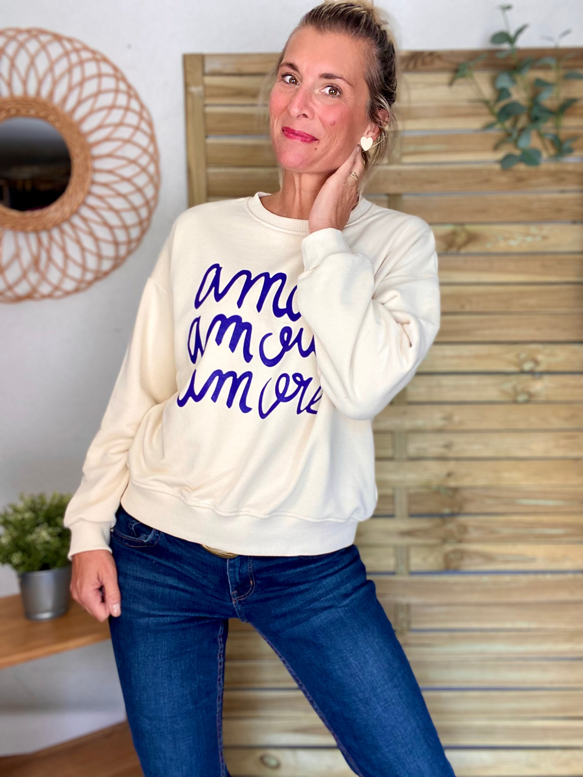 Sweat amor amour amore COLINE - Crème
