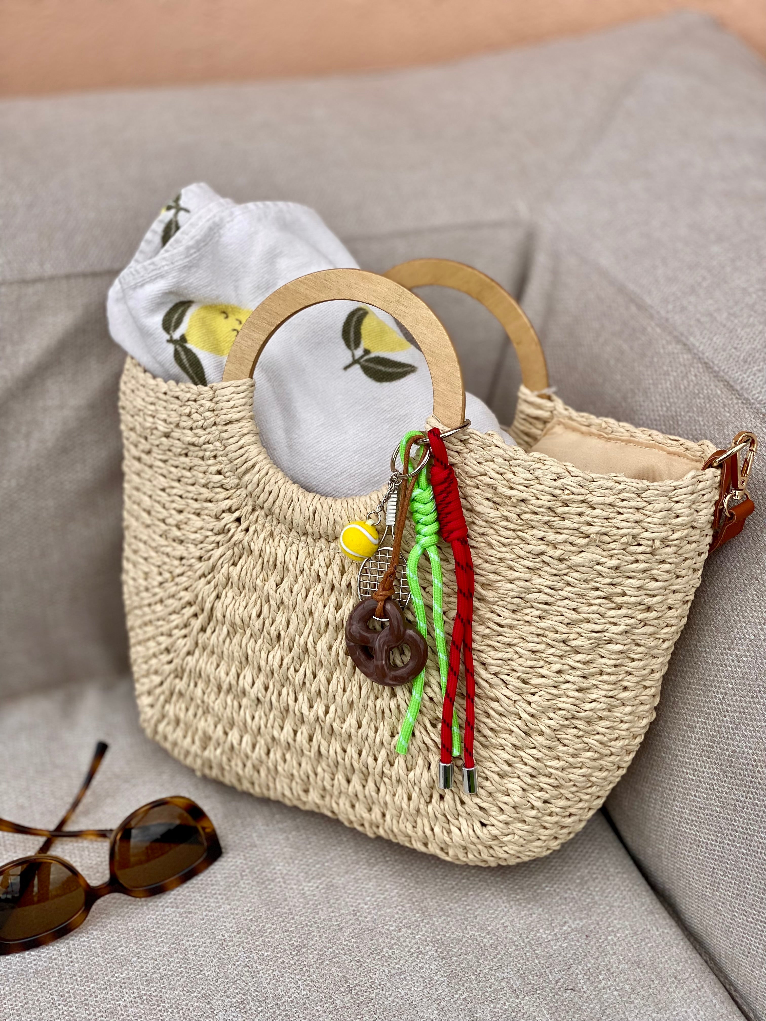 Sac à main et bandoulière en Paille PAULA - Beige clair