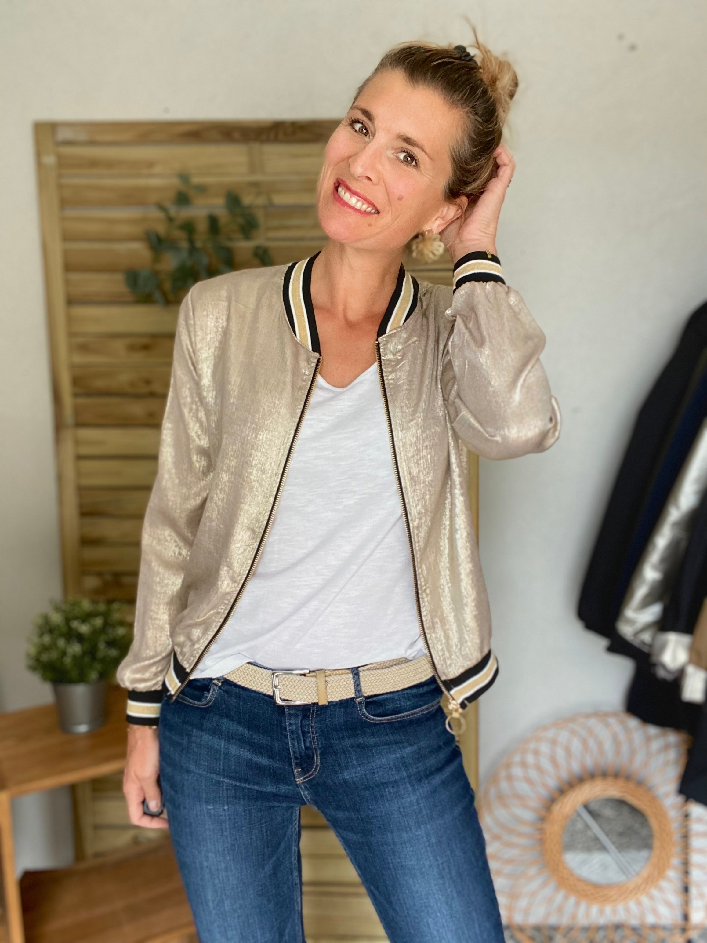 Veste bombers léger EMILY - Doré
