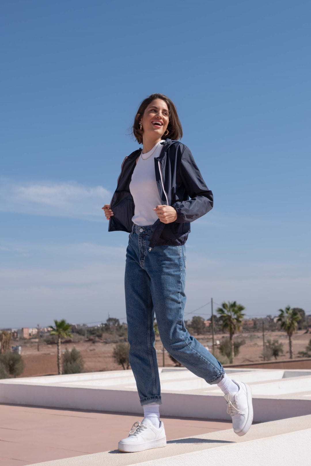 Coupe vent imperméable ANNA COURT Bleu marine - LAURA JO
