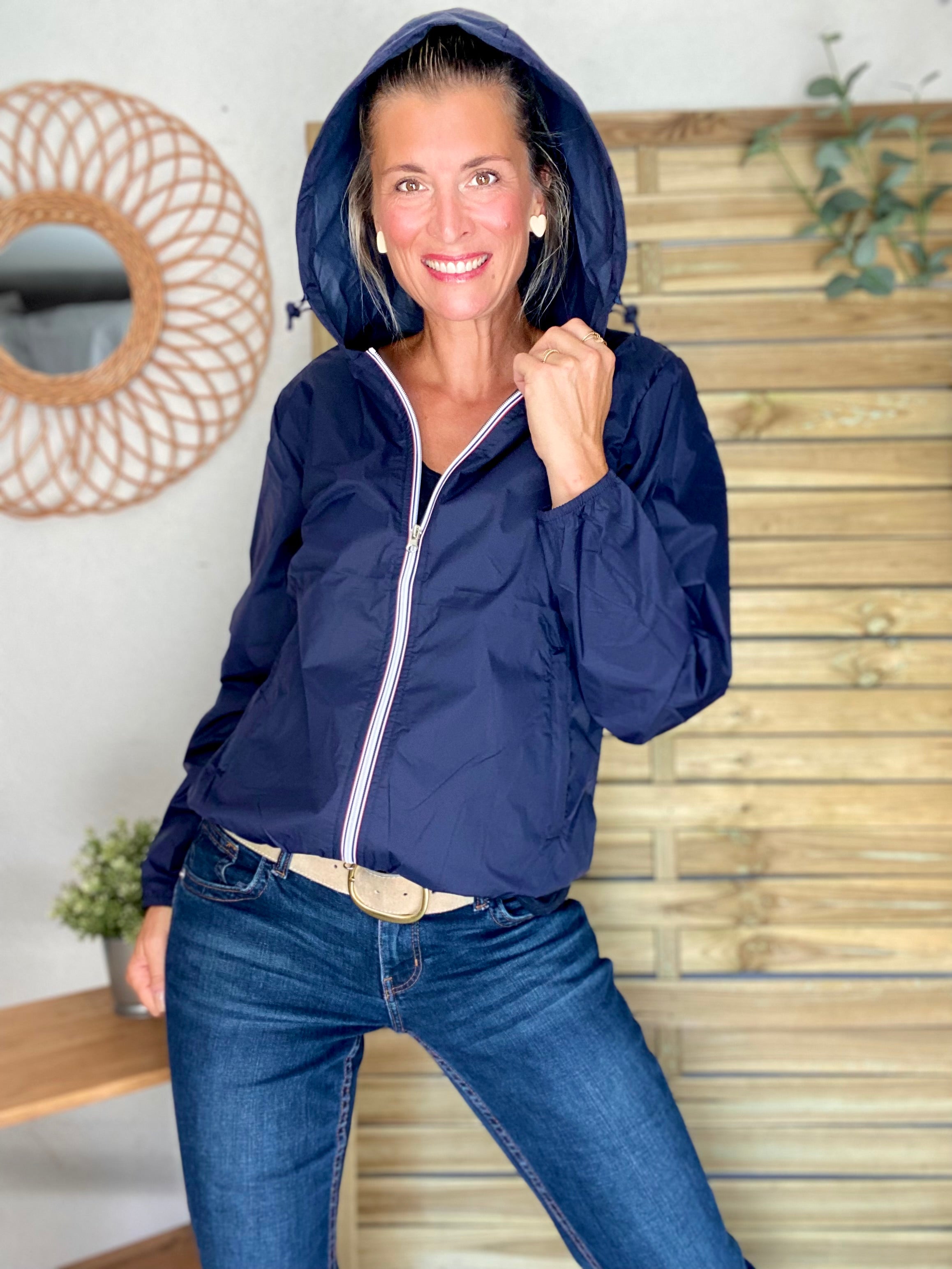 Coupe vent imperméable ANNA COURT Bleu marine - LAURA JO