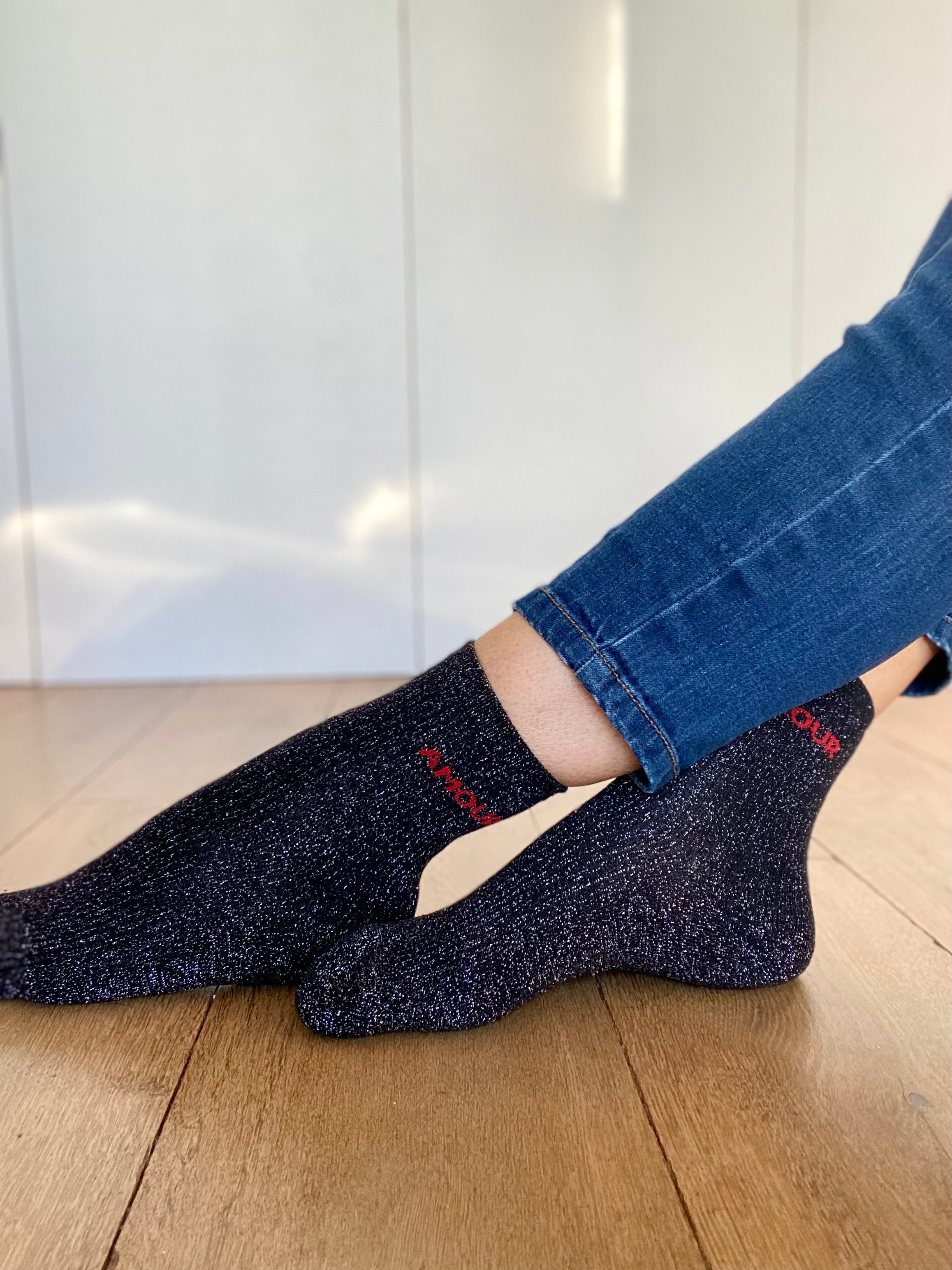 Chaussettes scintillantes glitter ZORA - Amour