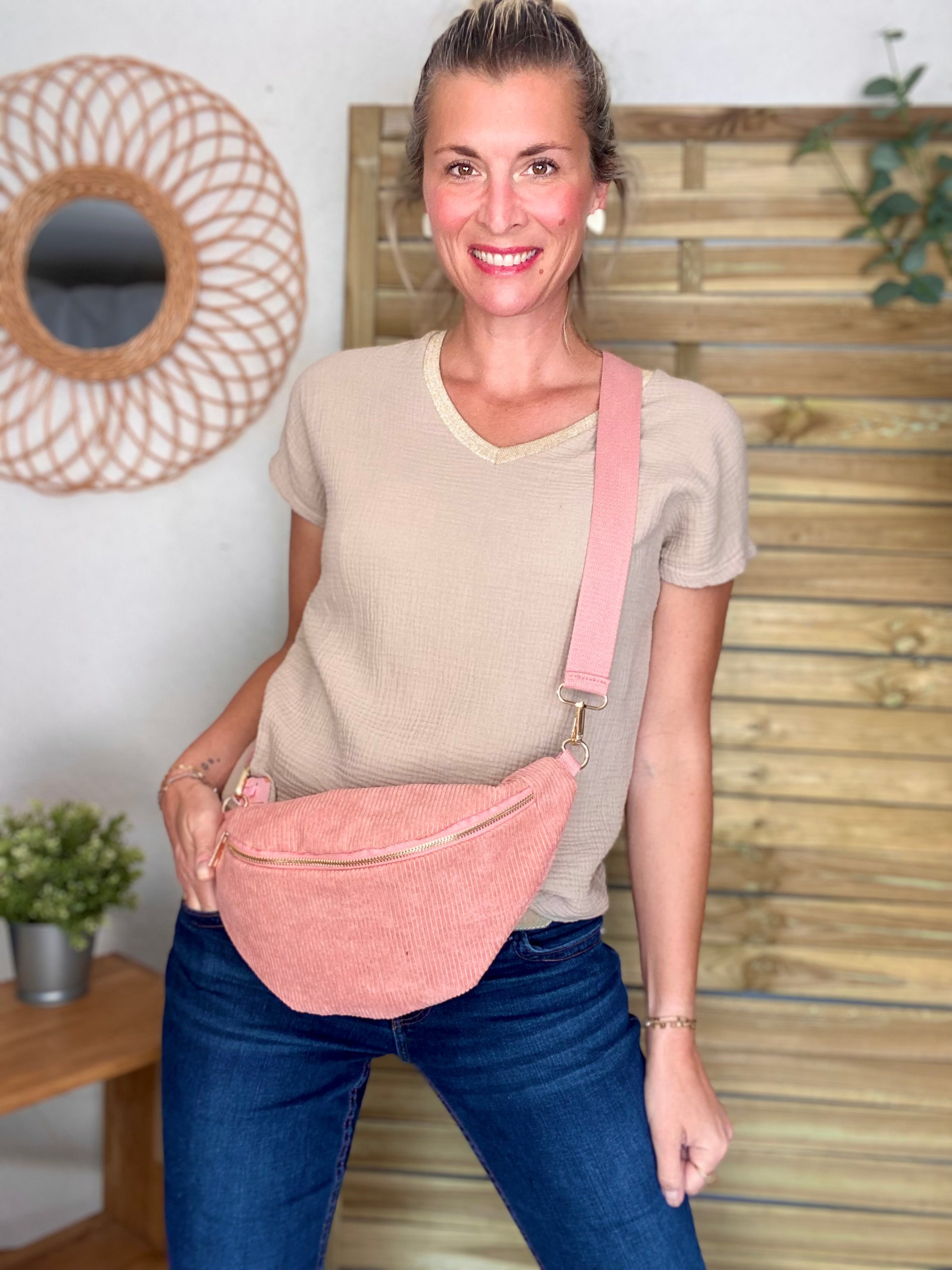 Précommande Expédition mi mai - Top en gaze de coton et lurex MARTA - Beige