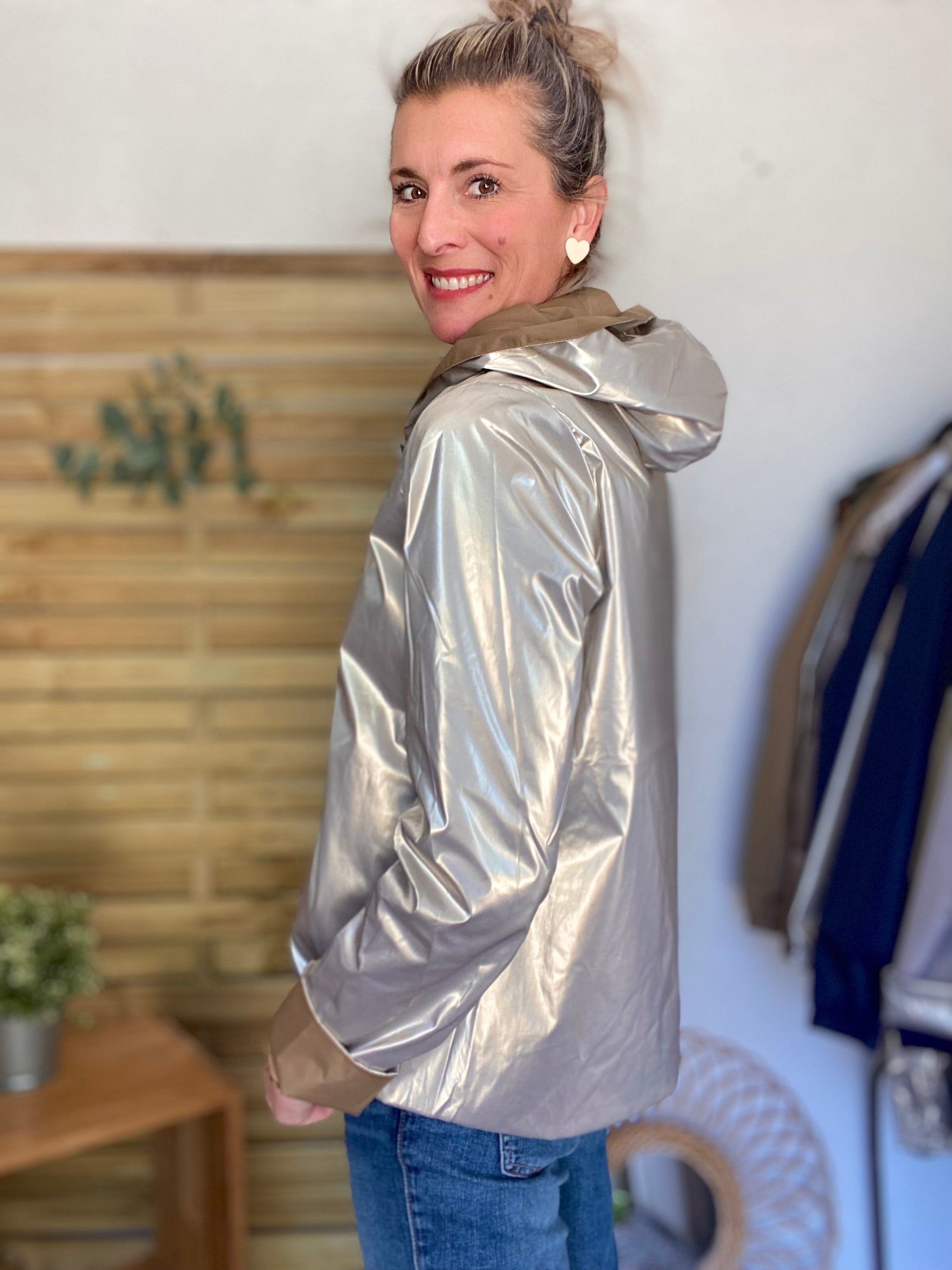Imperméable réversible GARANCE COURT léger - Camel/Doré - LAURA JO