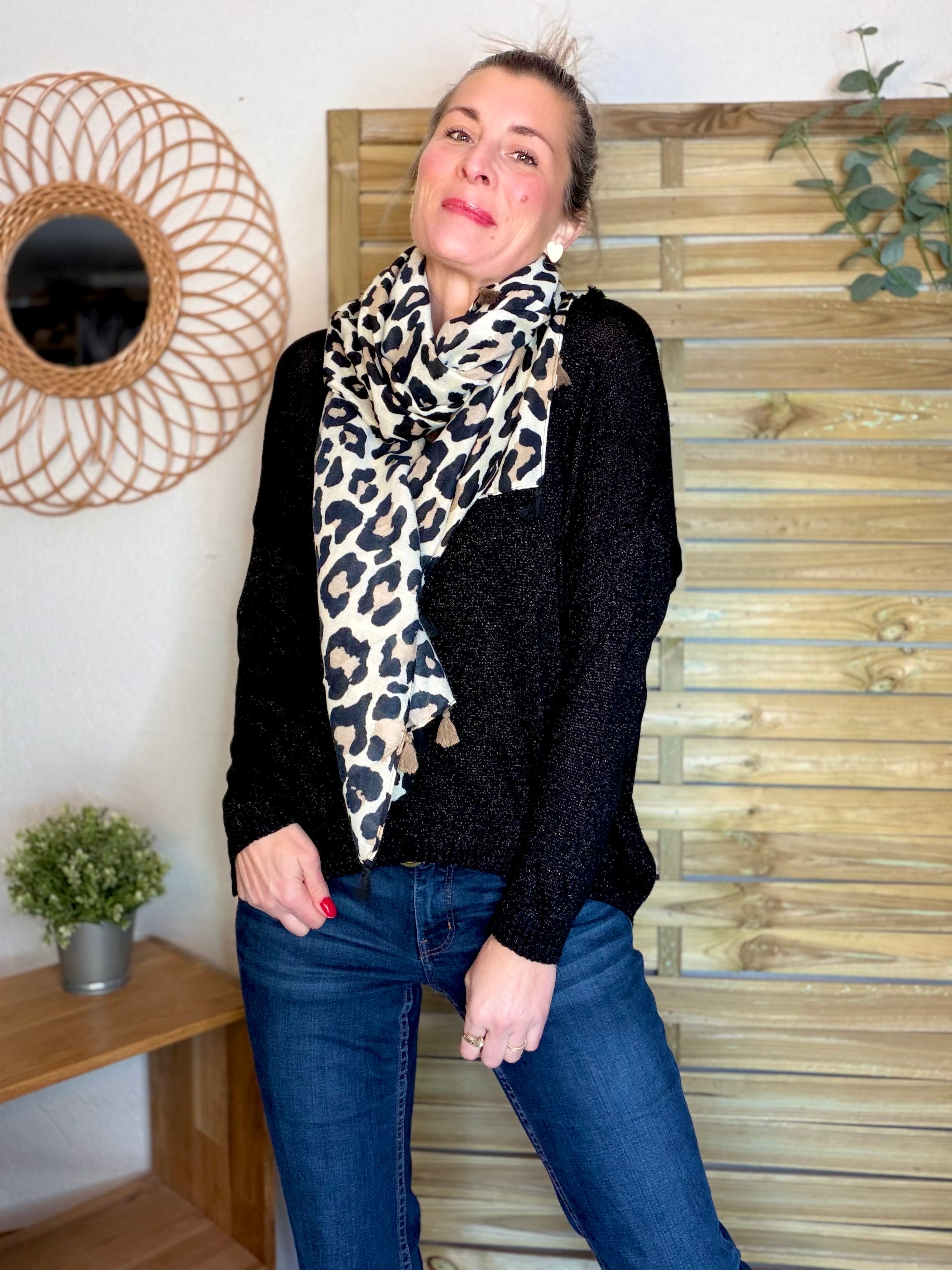 Pull maille lurex et étoile ⭐️ POLLY - Noir / Doré