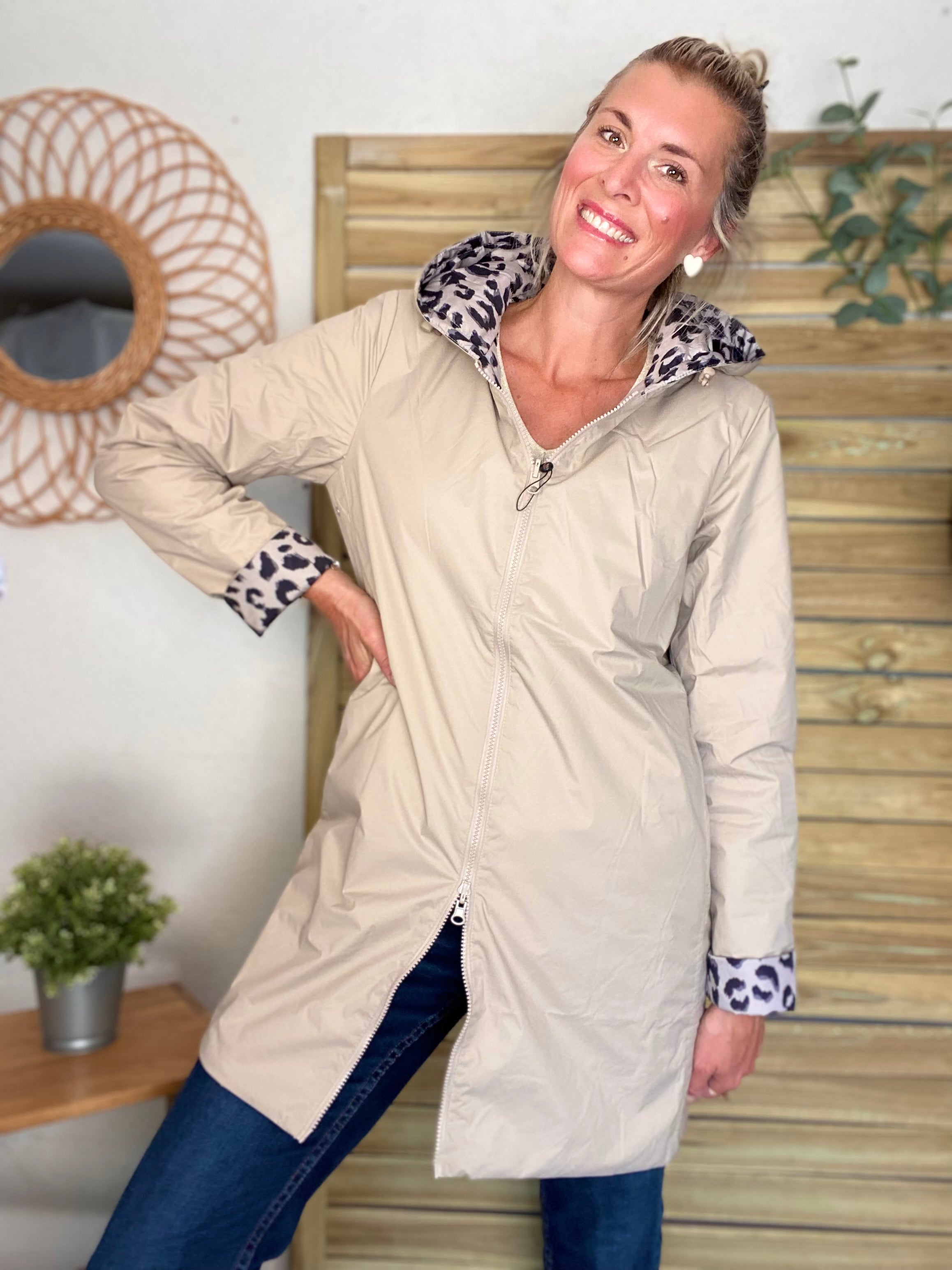 Imperméable réversible rembourré LOUISON LONG - Beige / Léo - LAURA JO
