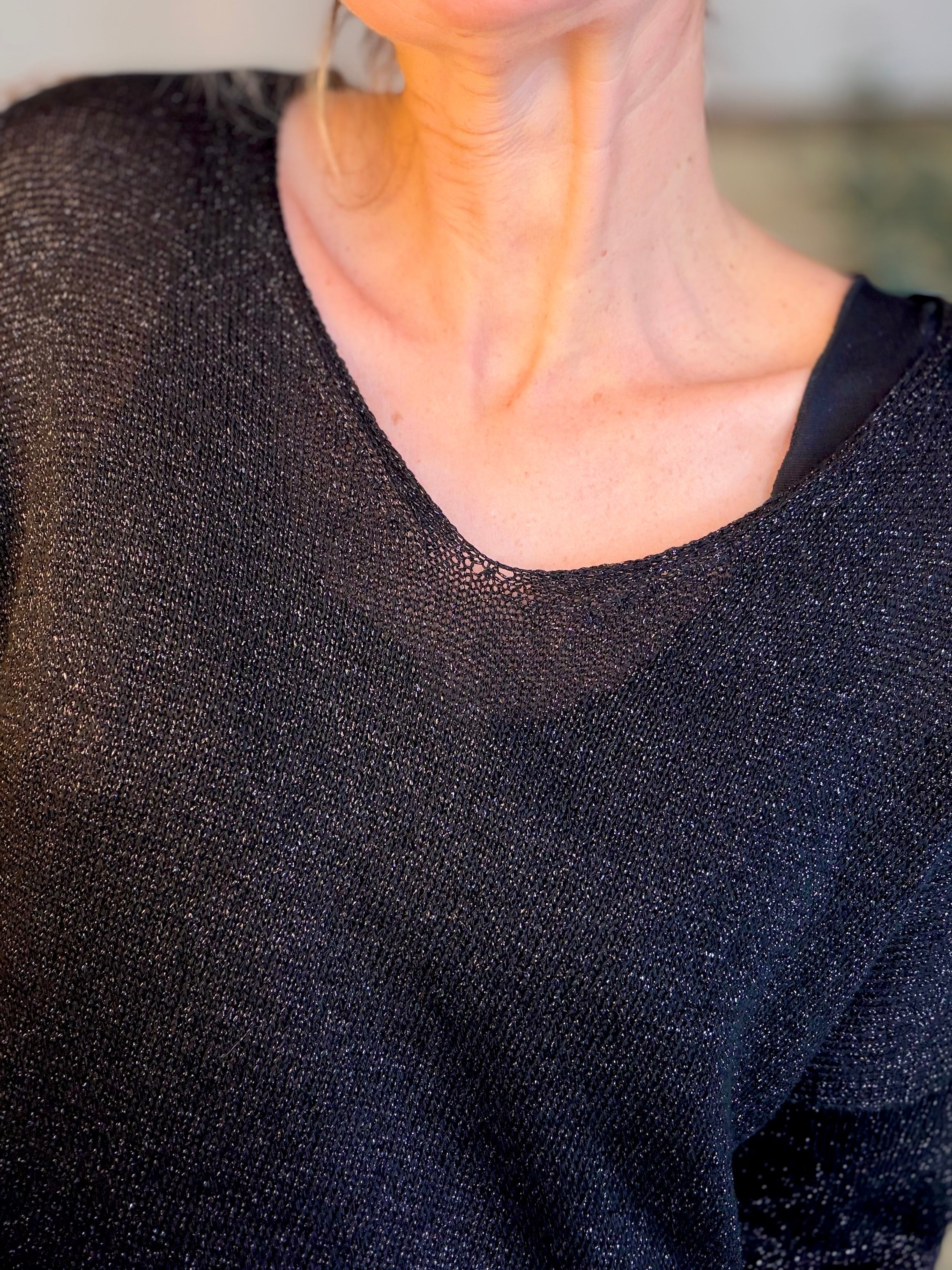 Pull maille lurex et étoile ⭐️ POLLY - Noir / Doré