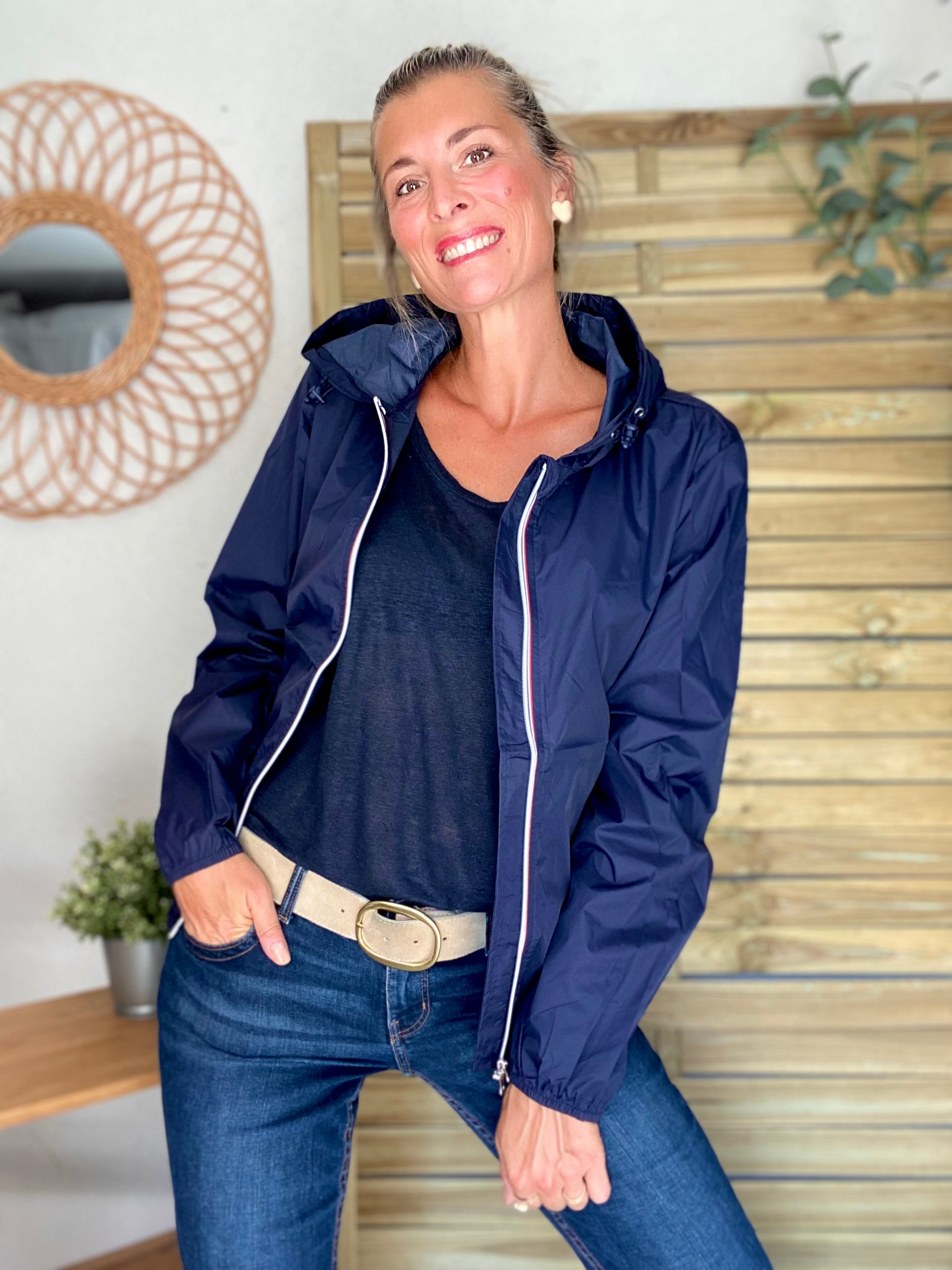 Coupe vent imperméable ANNA COURT Bleu marine - LAURA JO