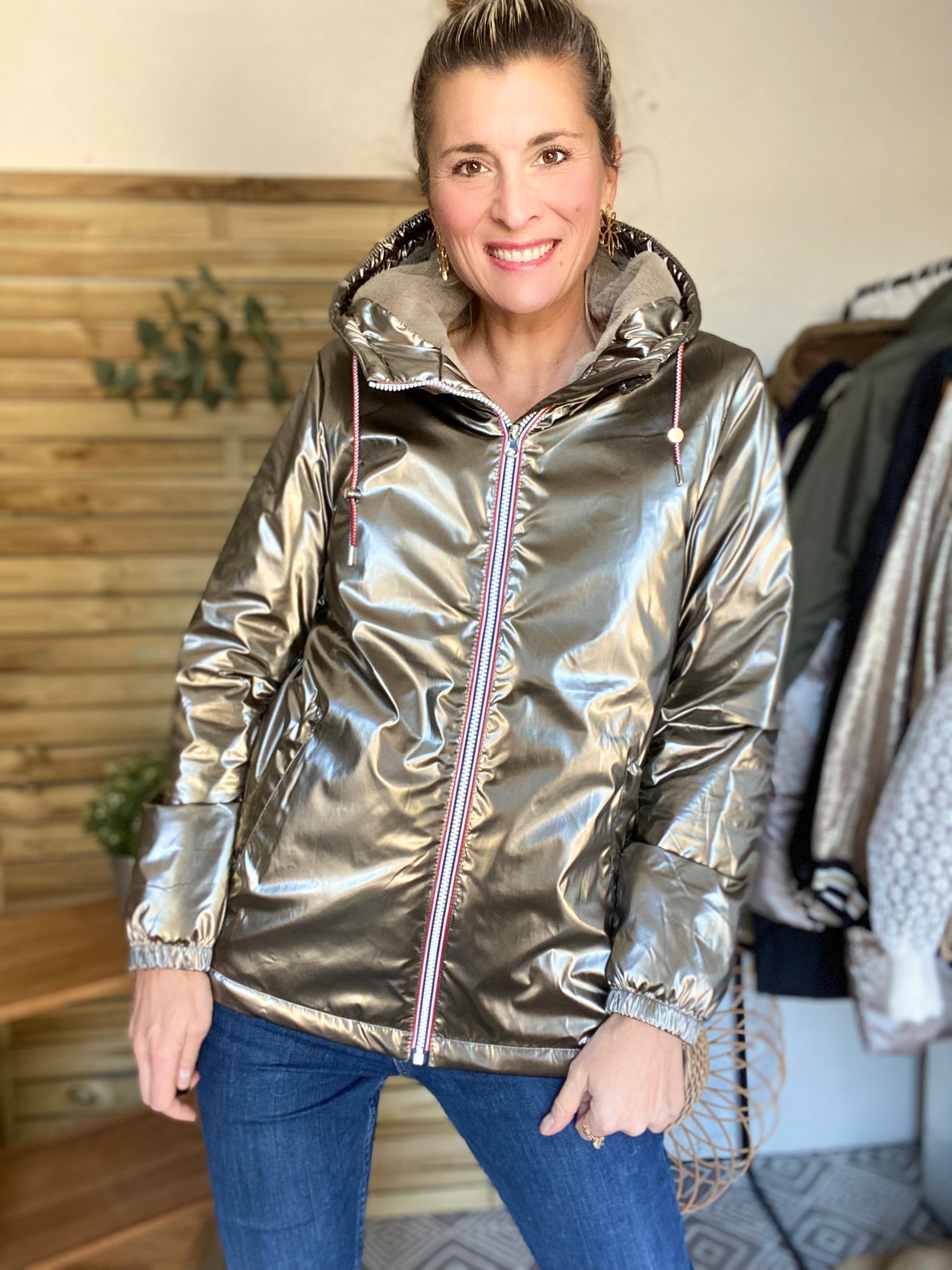 Parka Imperméable THELMA MI-LONG fourré - Bronze - LAURA JO - FIN DE SÉRIE
