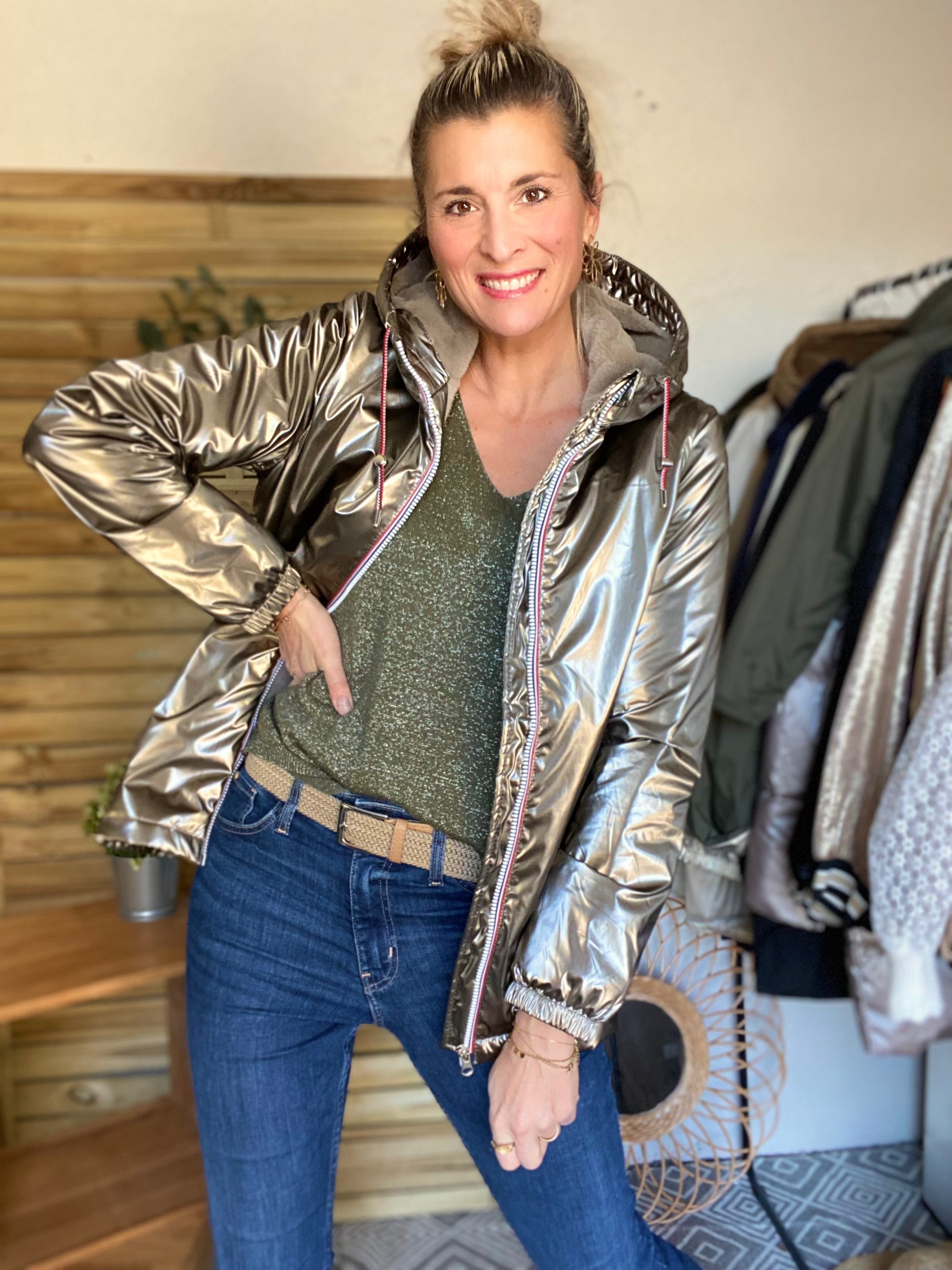 Parka Imperméable THELMA MI-LONG fourré - Bronze - LAURA JO - FIN DE SÉRIE