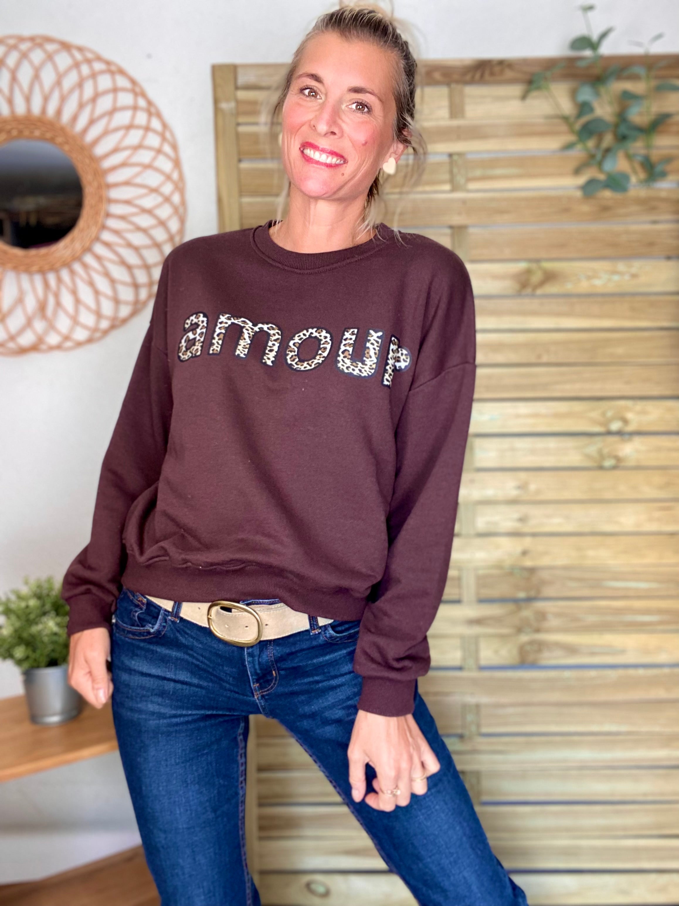 Sweat amour LĂ©o đ COLINE - Chocolat