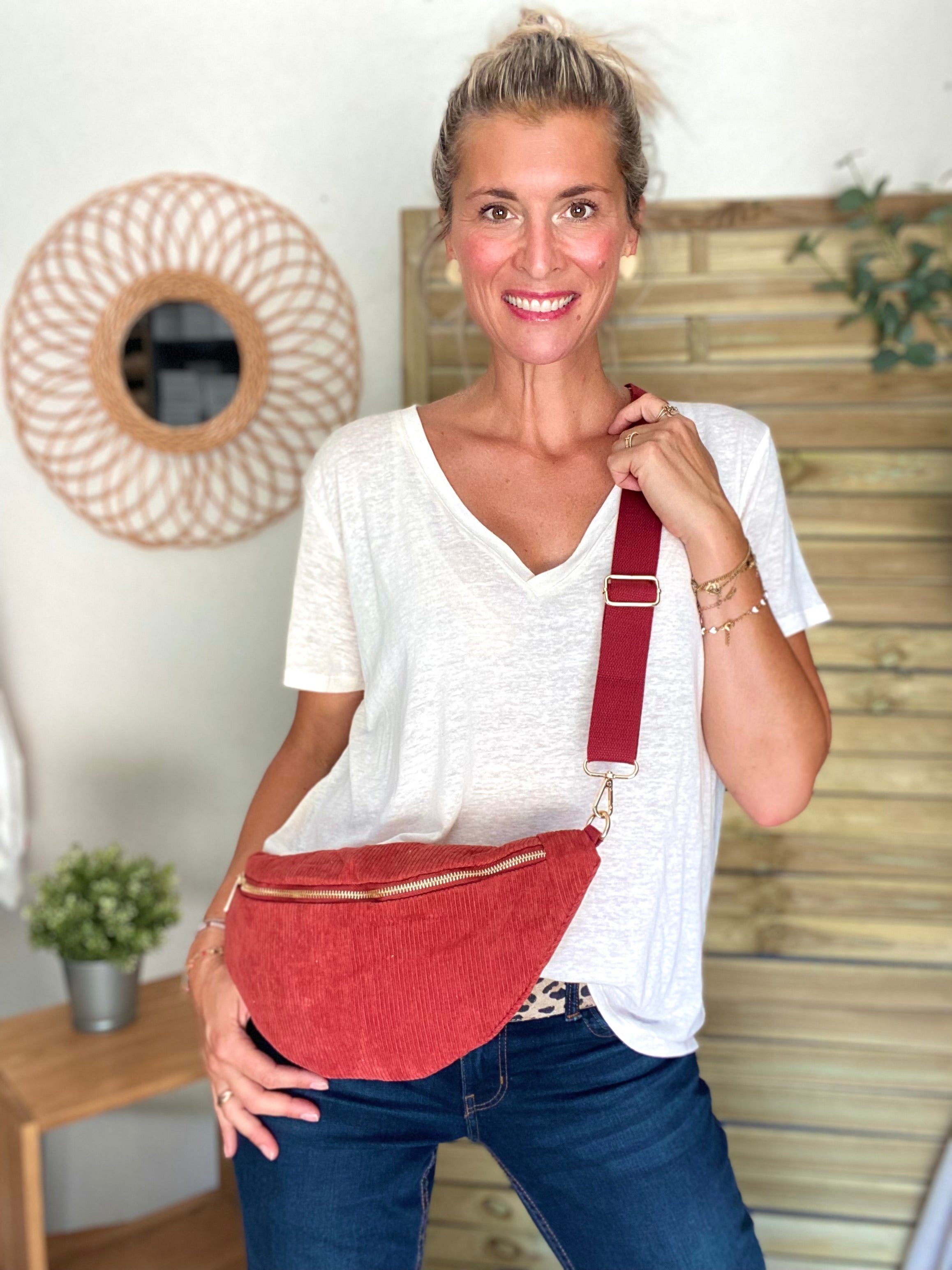 Sac banane XL velours côtelé Ciao Boum - IVY - Terracotta (20 coloris)