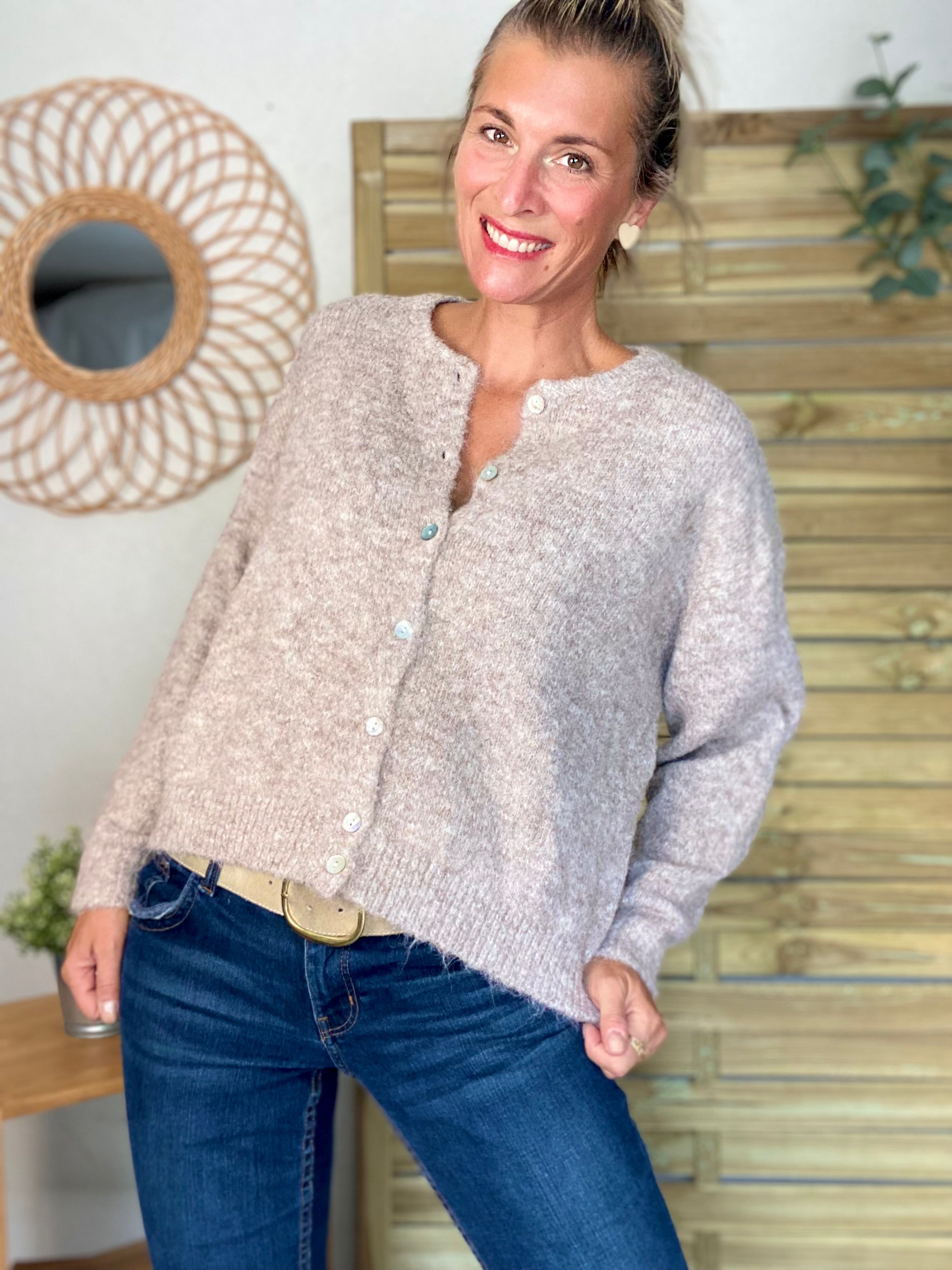 Gilet en maille SYDNEY - Taupe chiné
