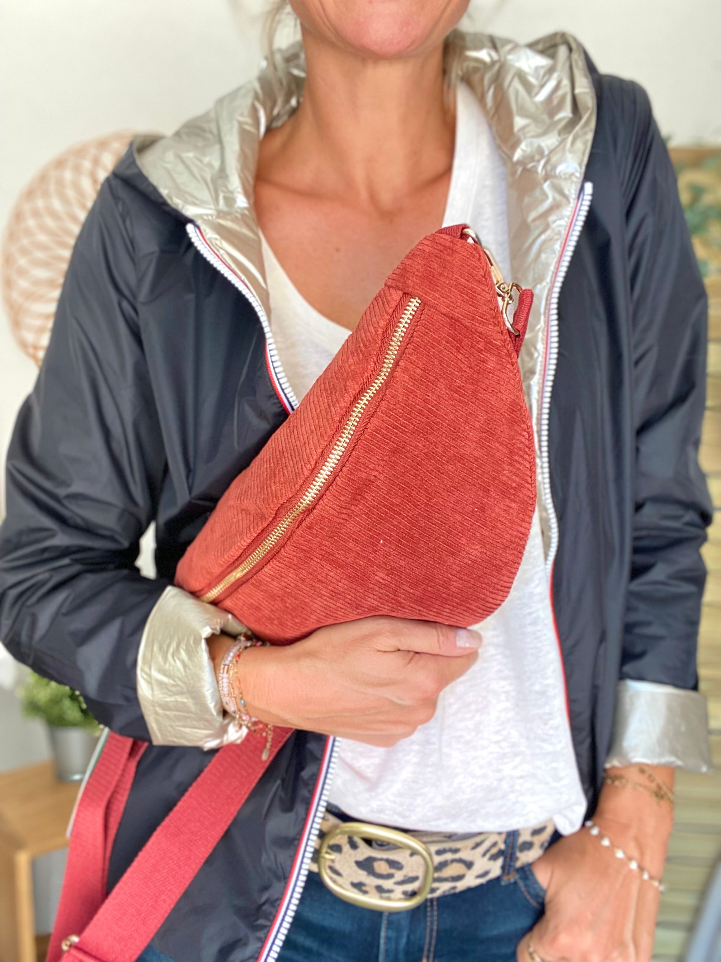 Sac banane XL velours côtelé Ciao Boum - IVY - Terracotta (20 coloris)