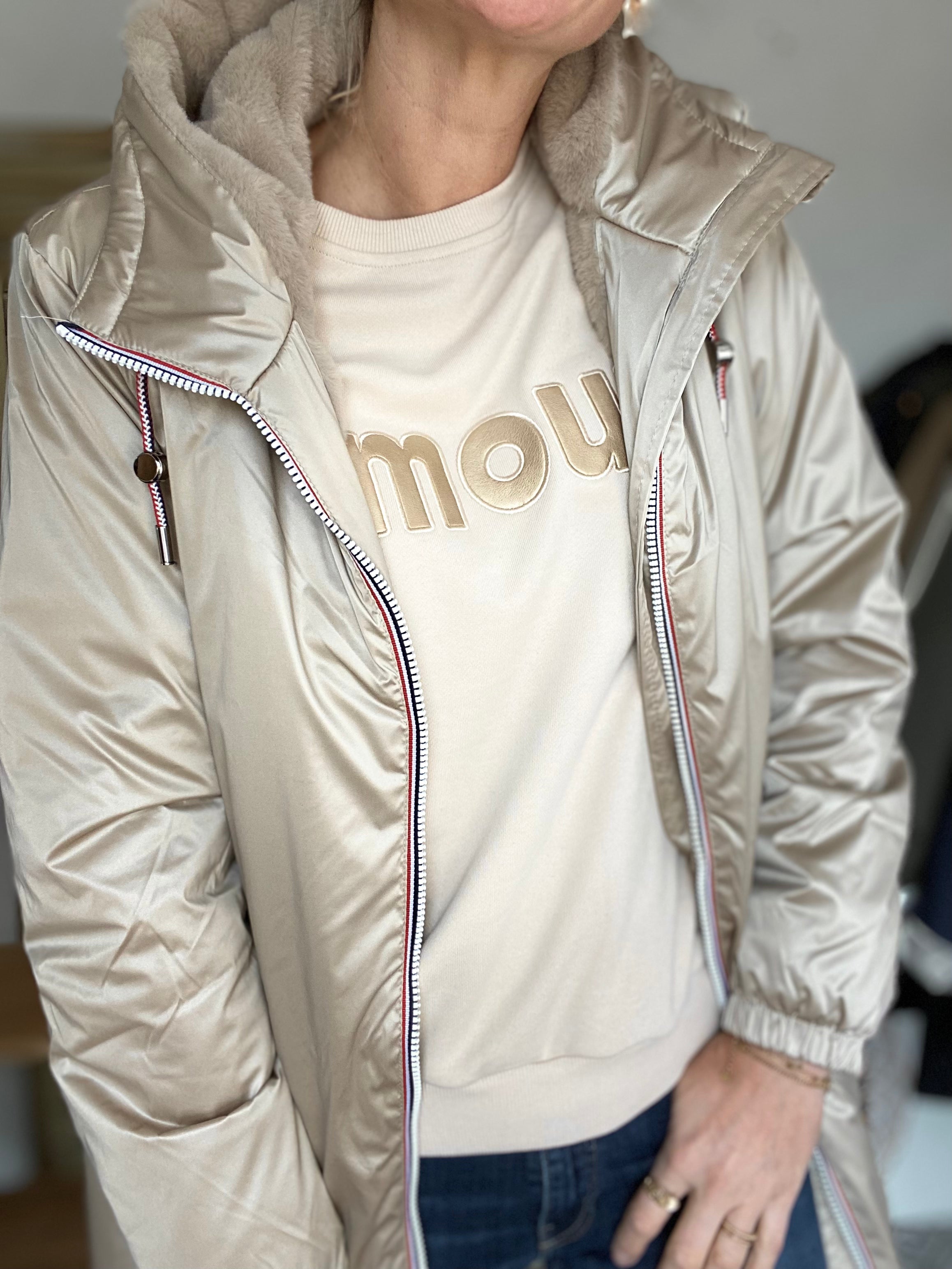 Parka Imperméable THELMA LONG fourrée - Sable irisé - Laura Jo