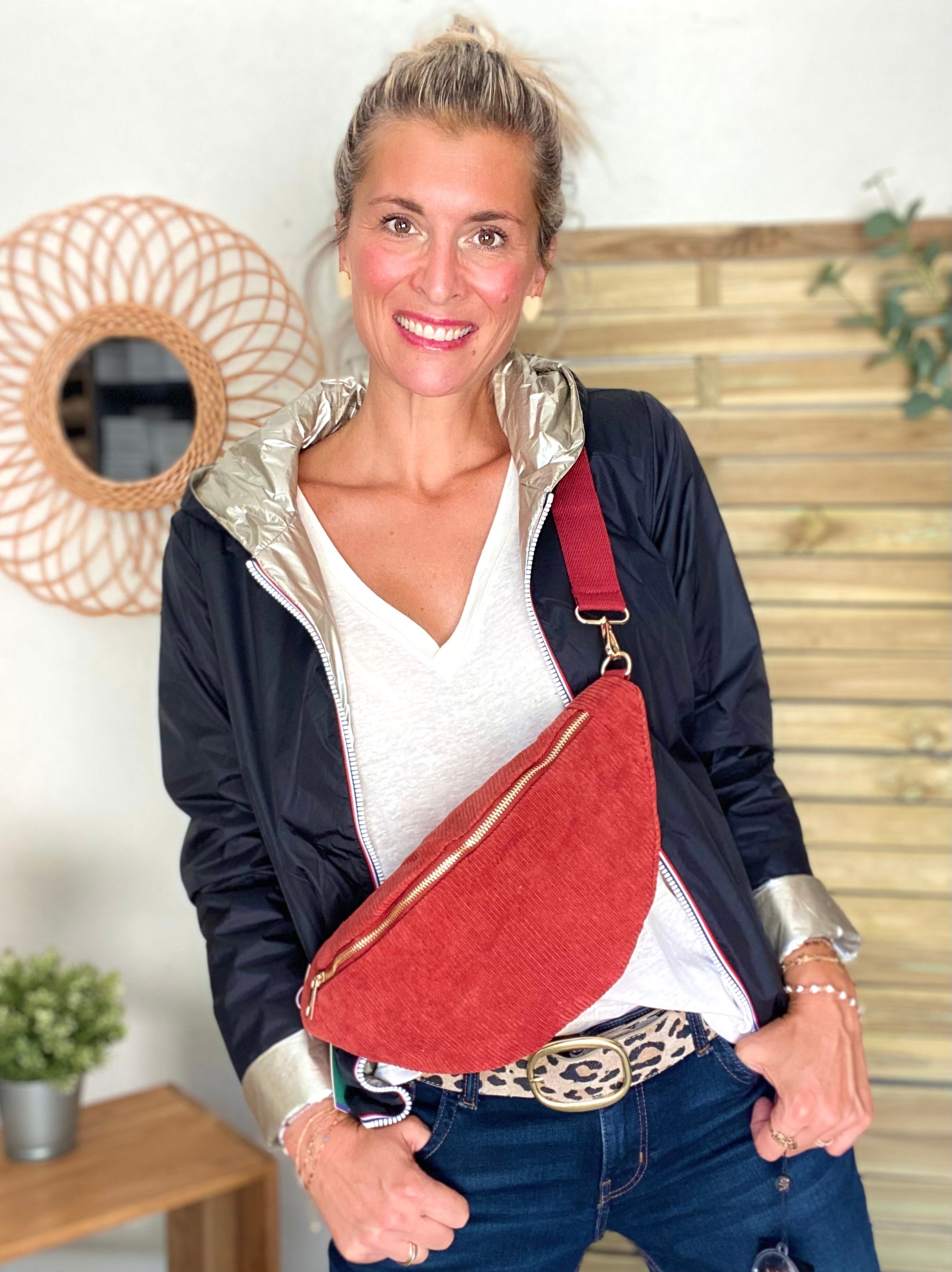 Sac banane XL velours côtelé Ciao Boum - IVY - Terracotta (20 coloris)