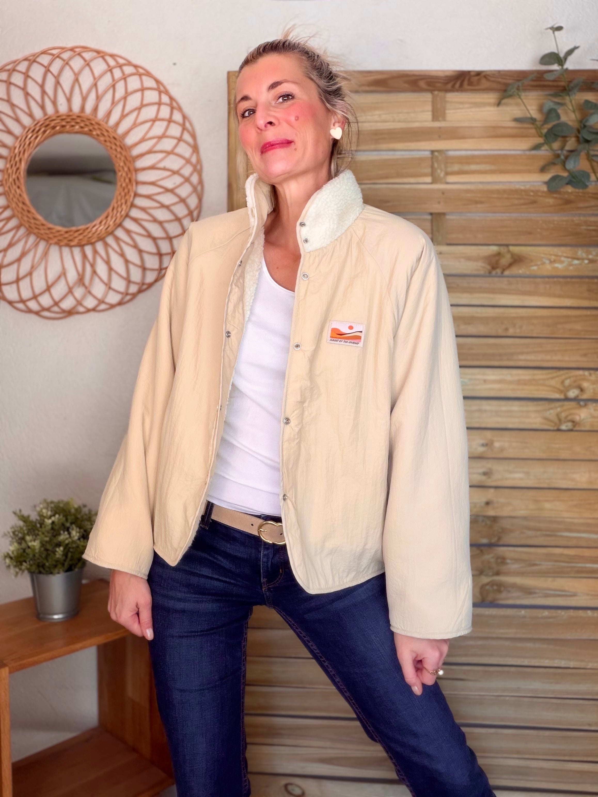 Veste matelassée réversible Sherpa AMÉLIE Beige