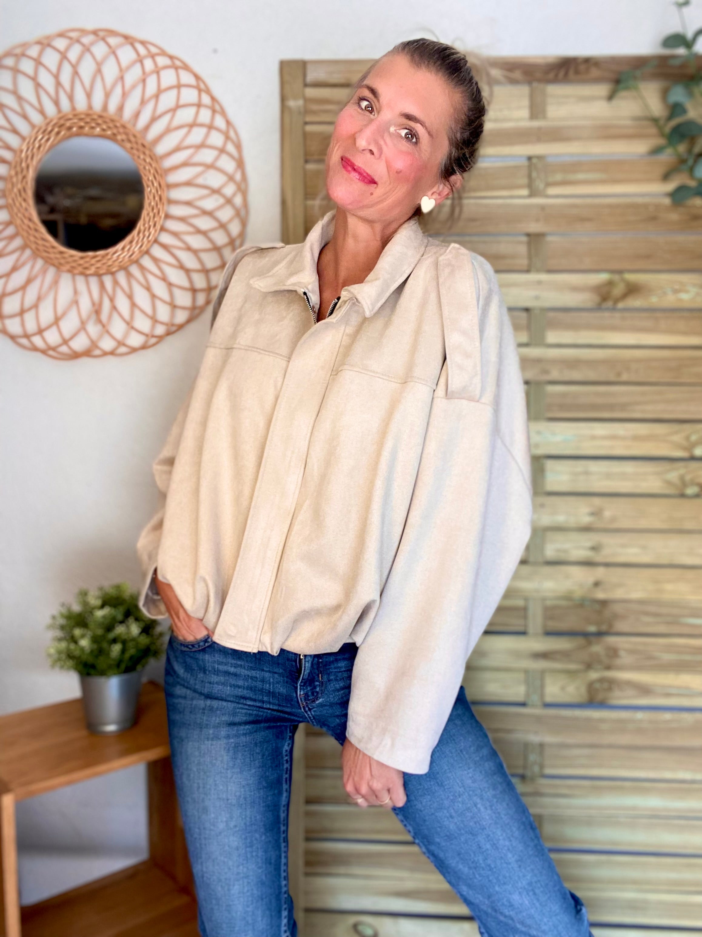 Veste oversize en suédine ISAAC - Beige clair