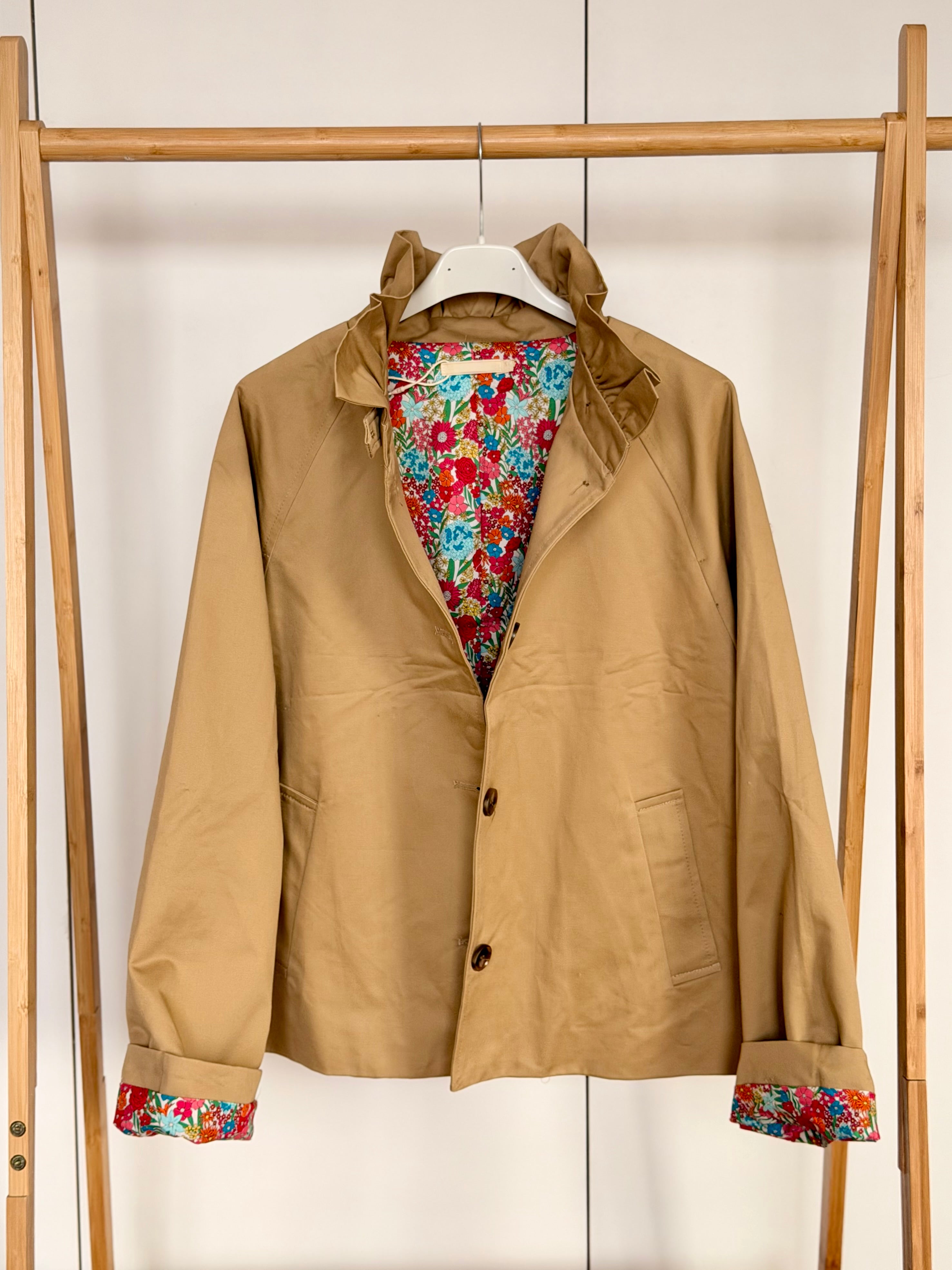 Veste Trench col victorien avec Liberty - VICKY Camel clair
