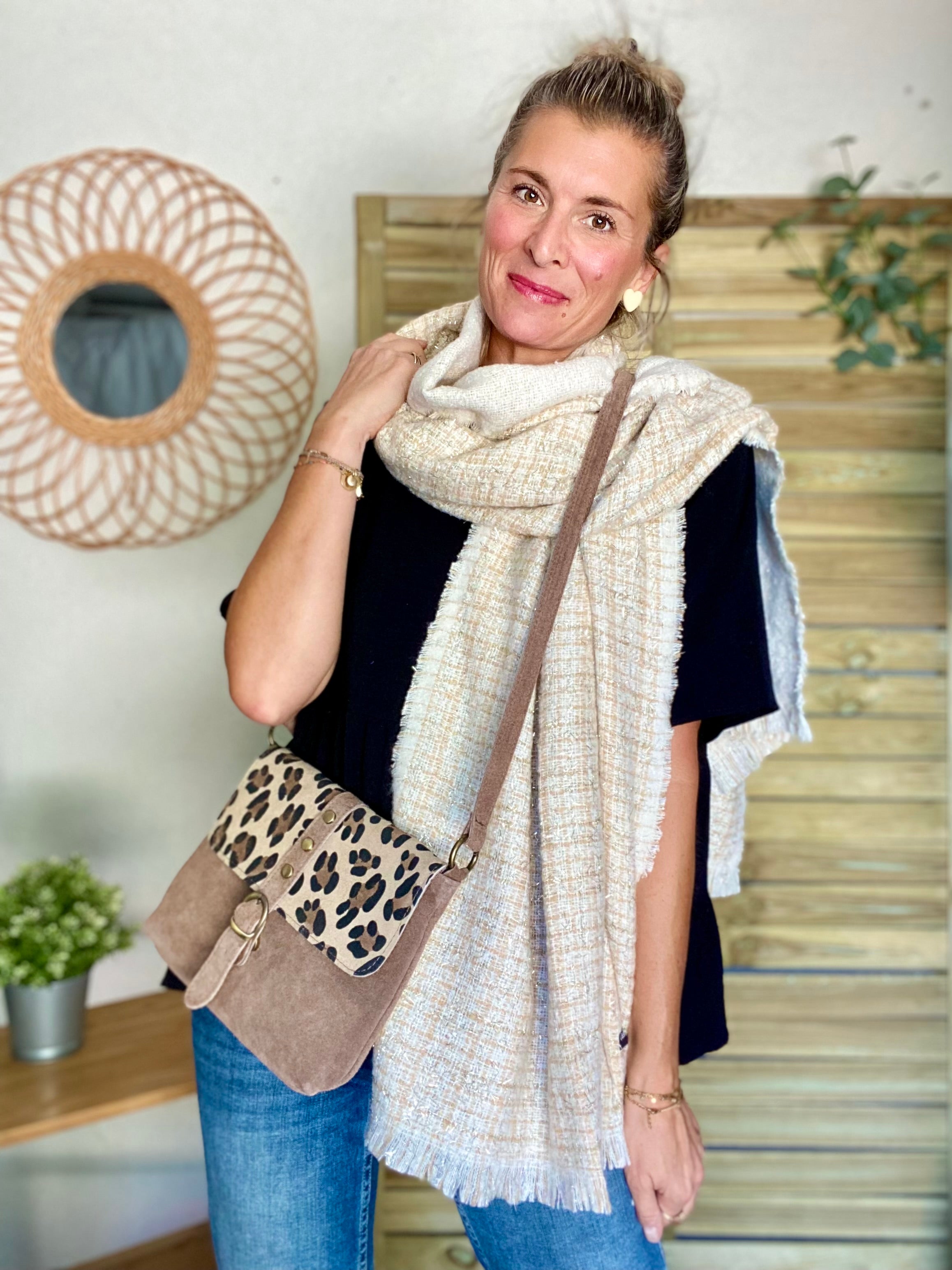 Écharpe douce avec lurex MARCELLE - Beige
