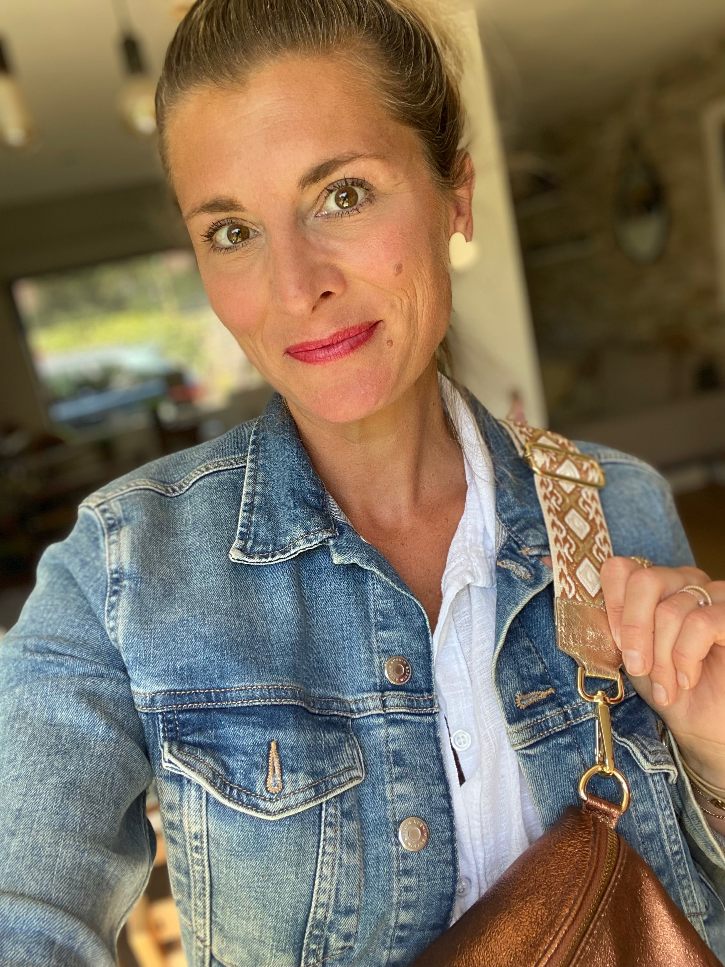 Sac banane XL en cuir irisé 30cm - JANIS - Camel