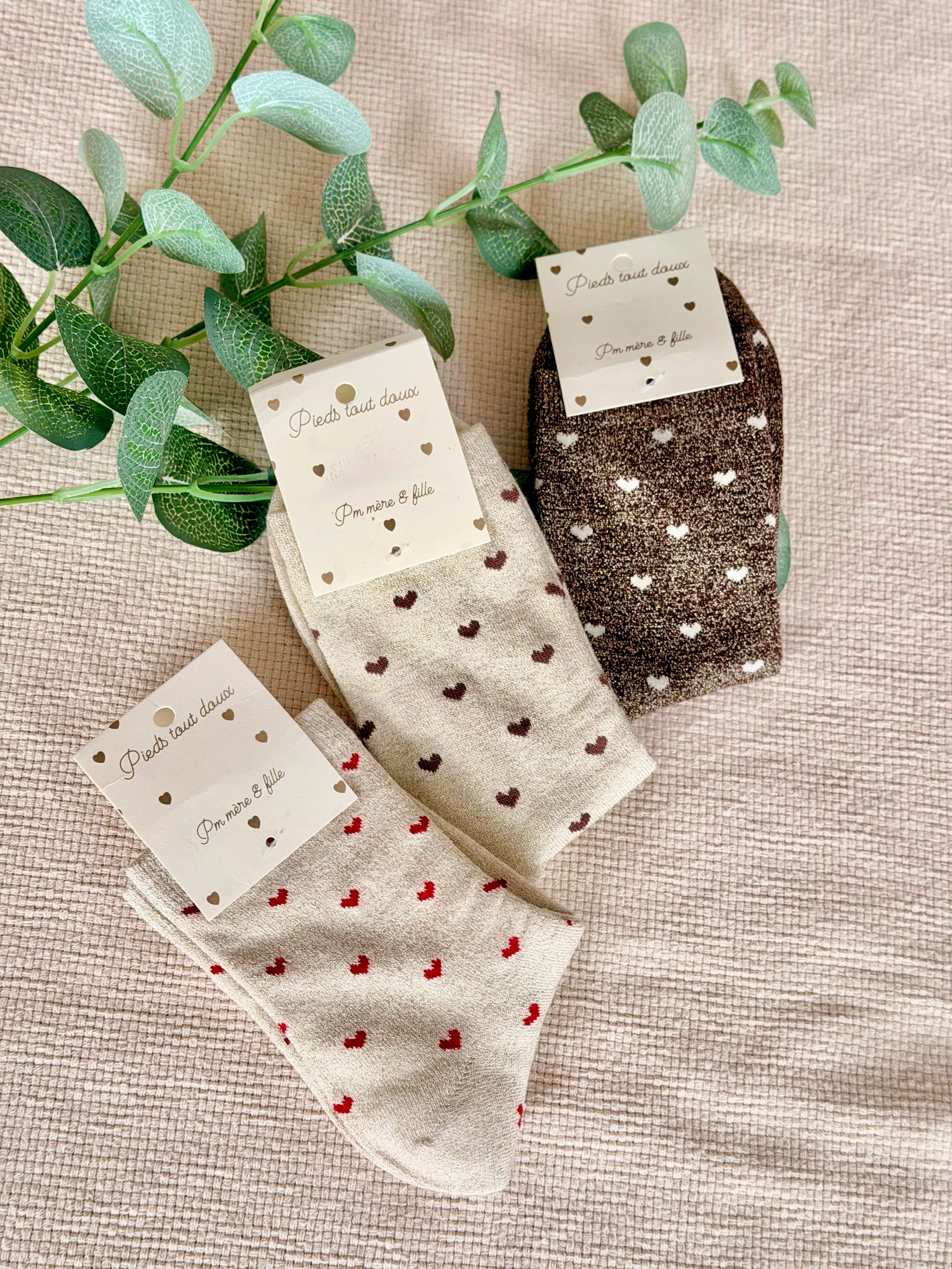 Chaussettes scintillantes glitter ZAHO - Petits coeurs ❤️🤎