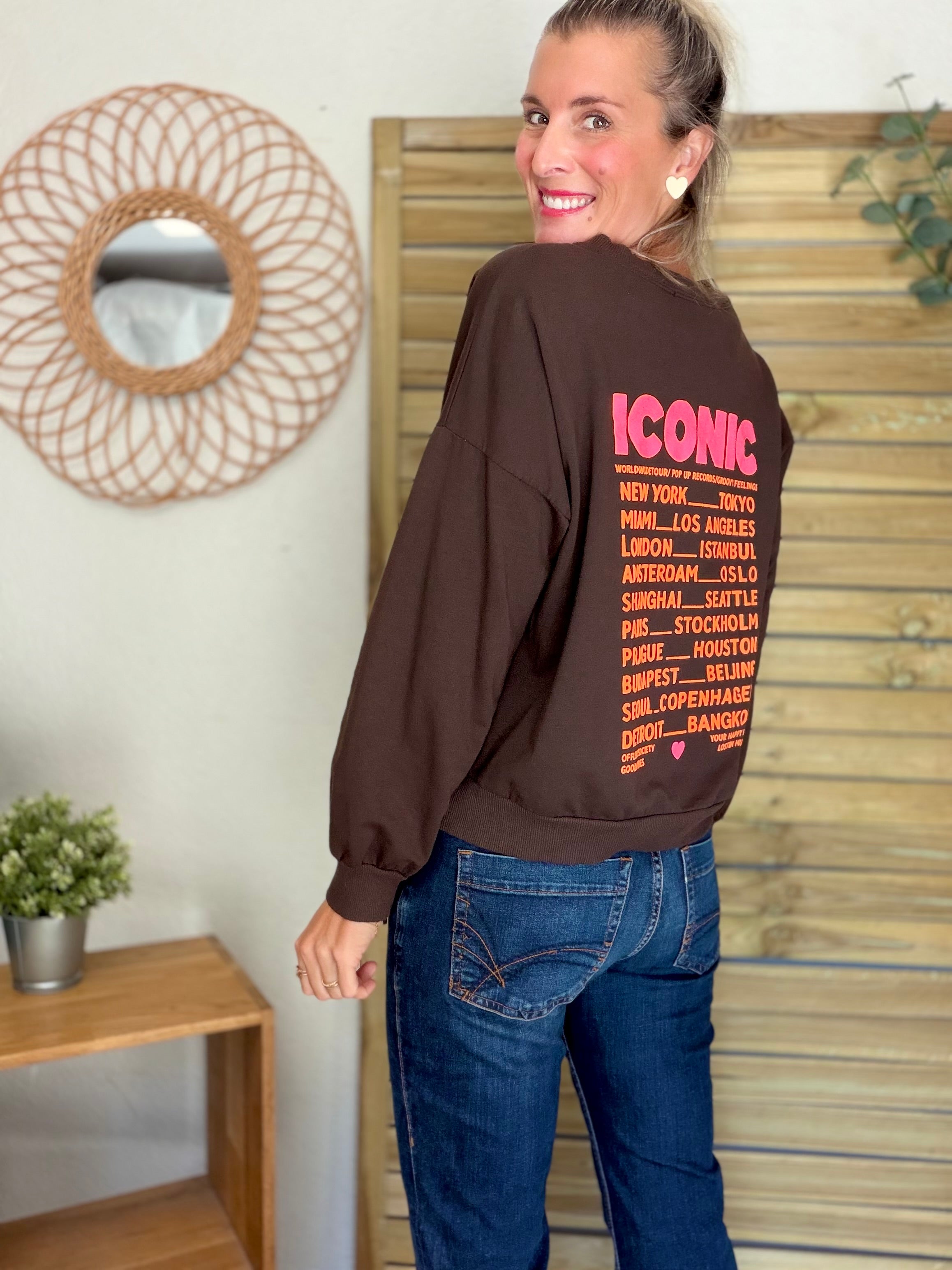 Sweat ICONIC léger 100% coton FAUSTINE Chocolat (taille 36 à 46)
