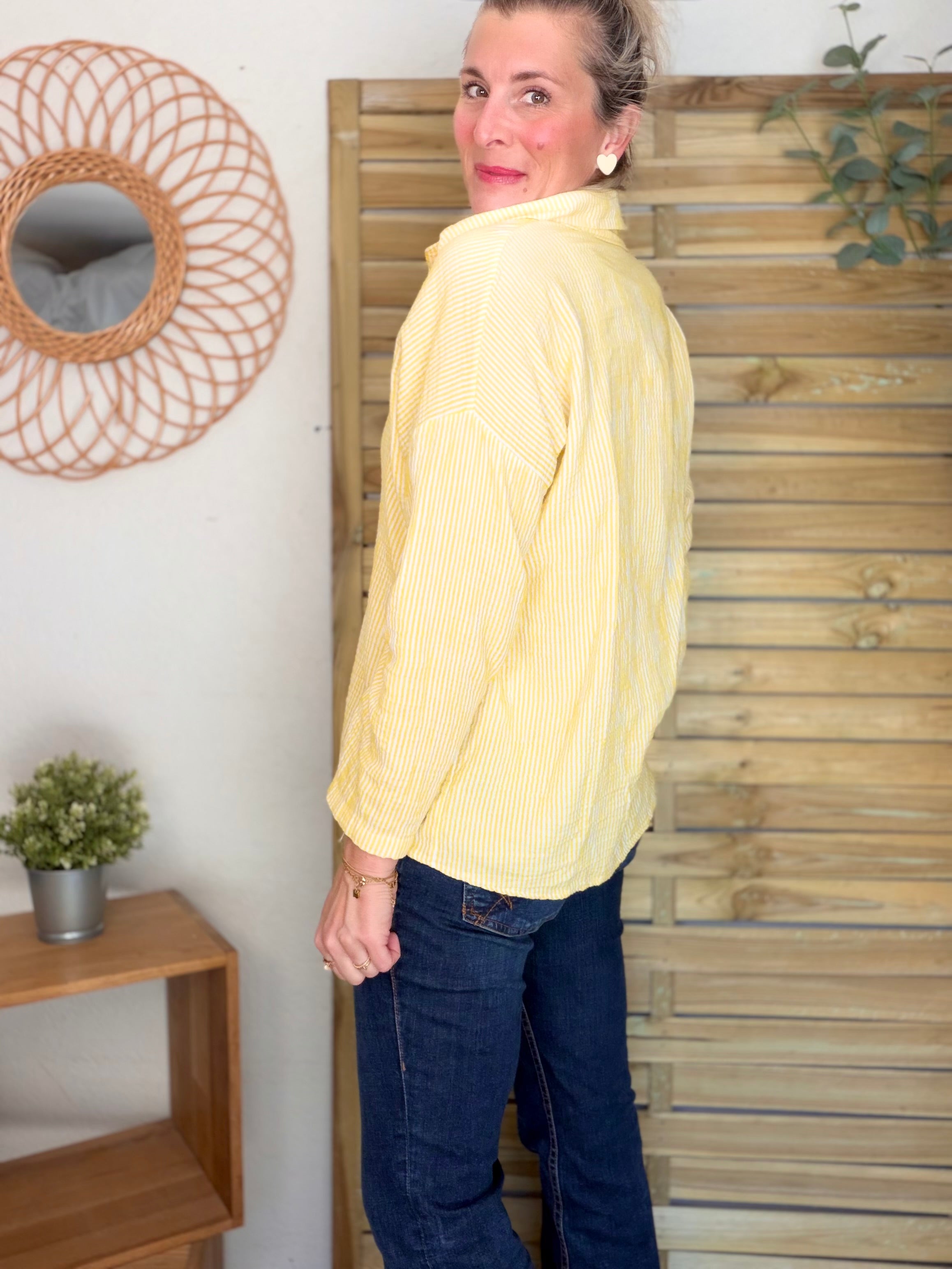 Chemise en gaze de coton brodé Dolce Vita LEÏLA Jaune