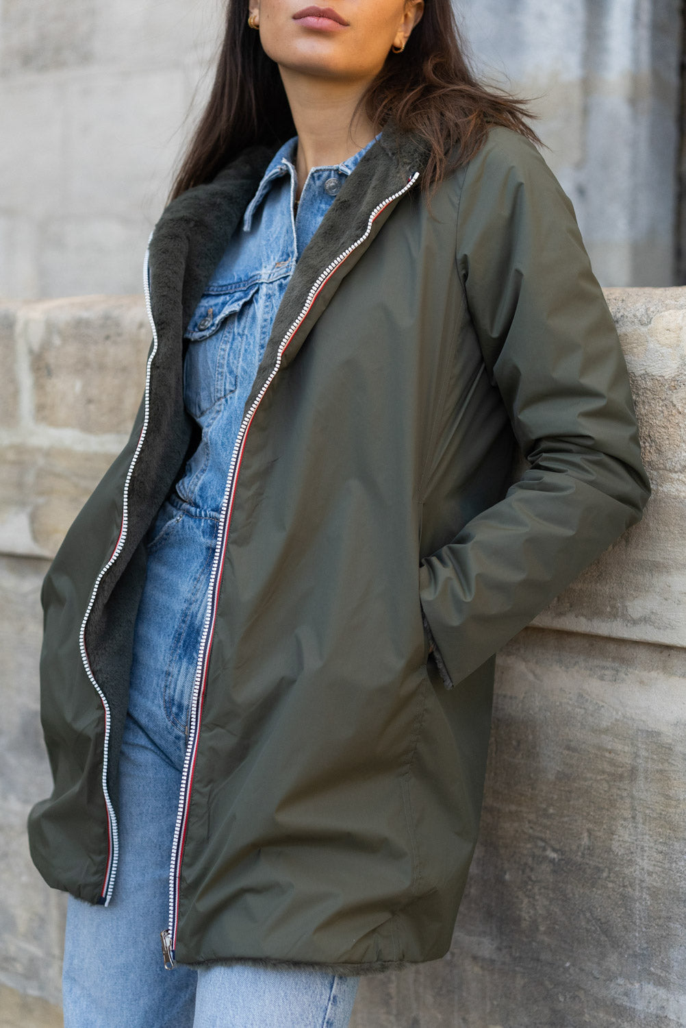 Parka Imperméable réversible fourrée Kaki / Kaki ALIX - LAURA JO