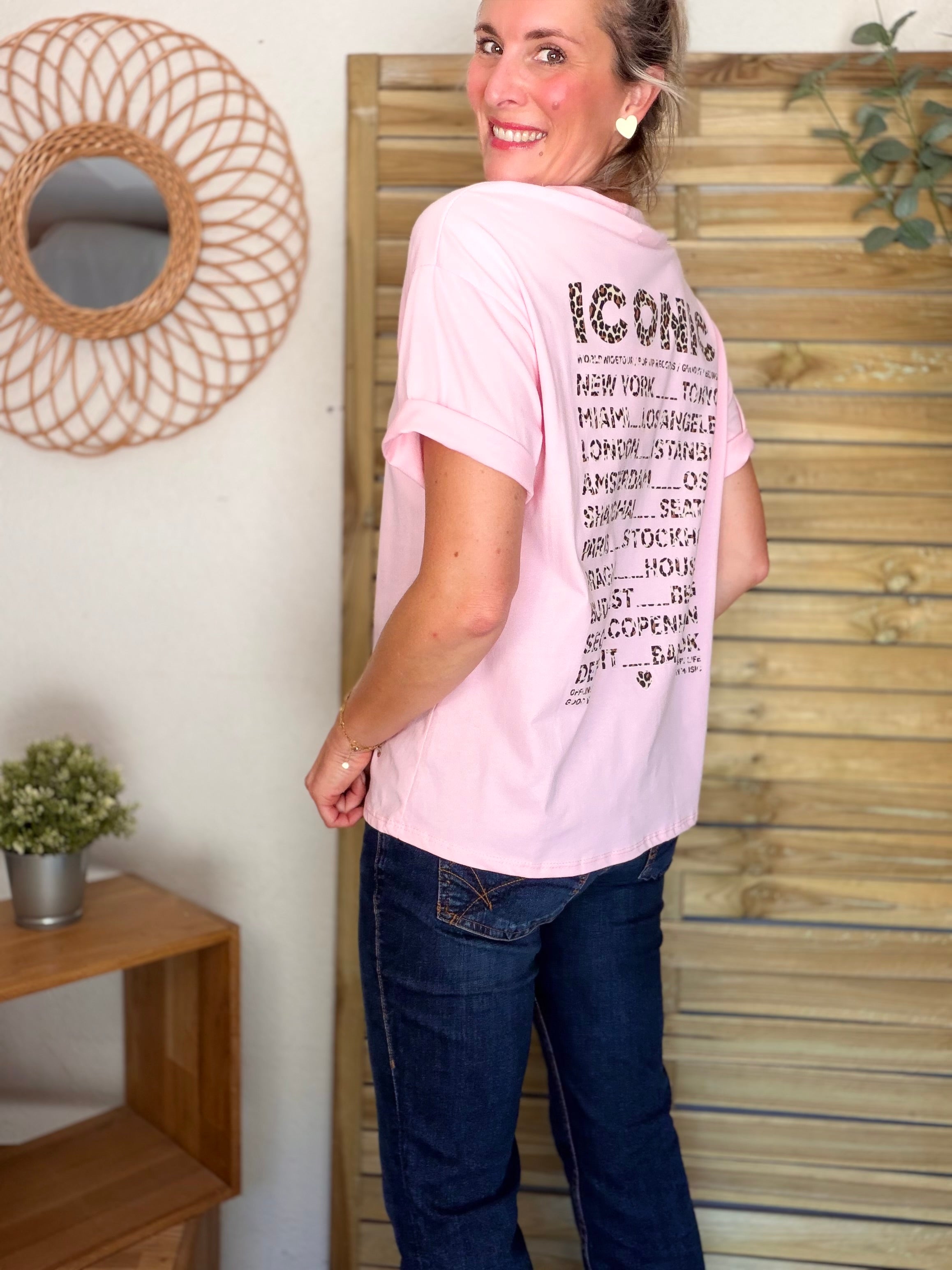 Tee shirt ICONIC Léo LÉONA Rose