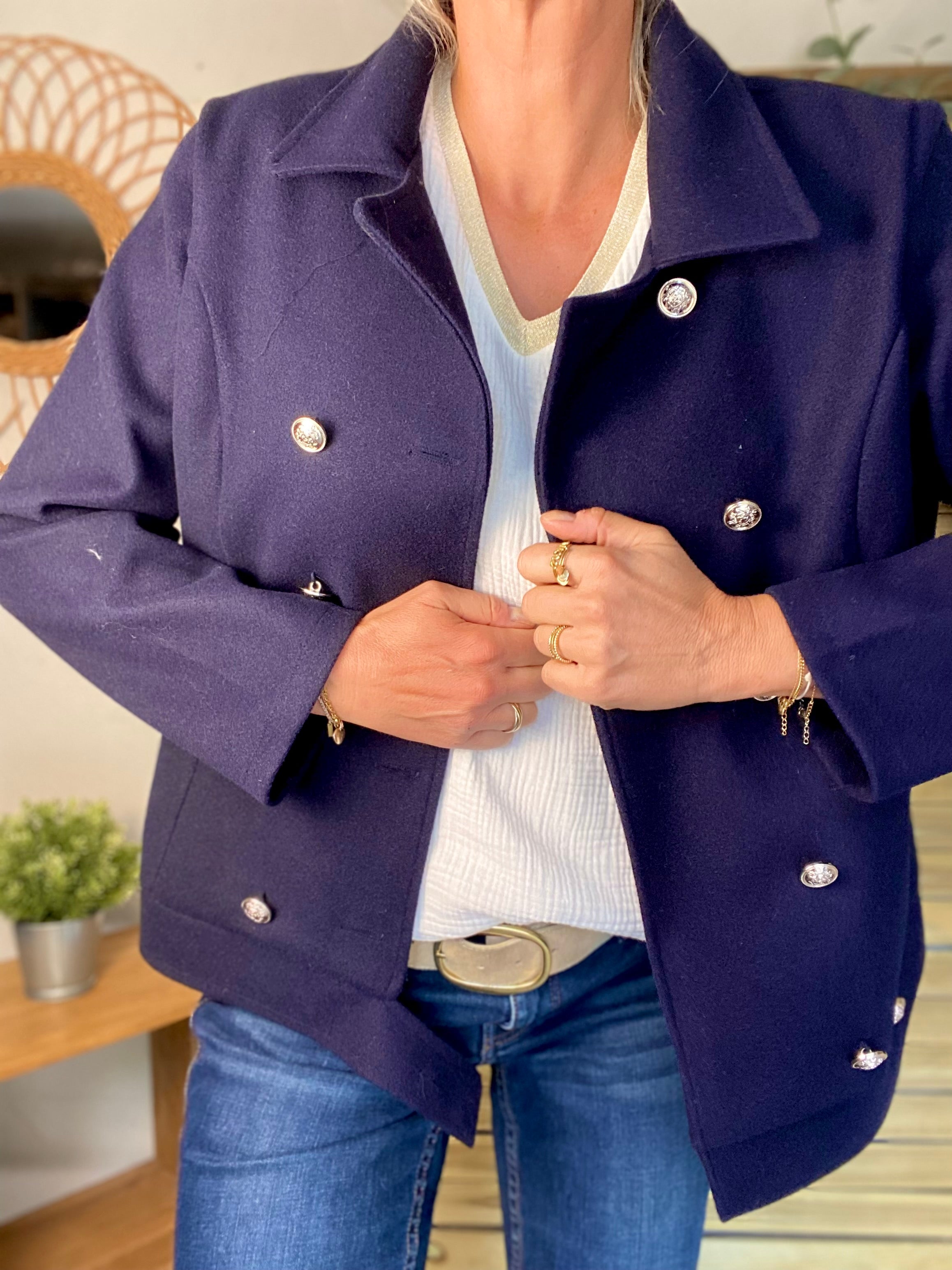 ⚠️ PRÉCOMMANDE (Expédition à partir du 01/10) - Veste caban légère JACK - Bleu marine