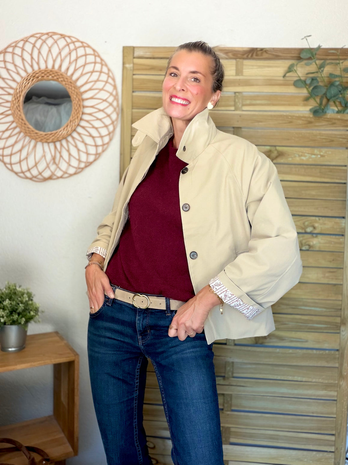 Veste Trench avec Liberty - MADELEINE Beige