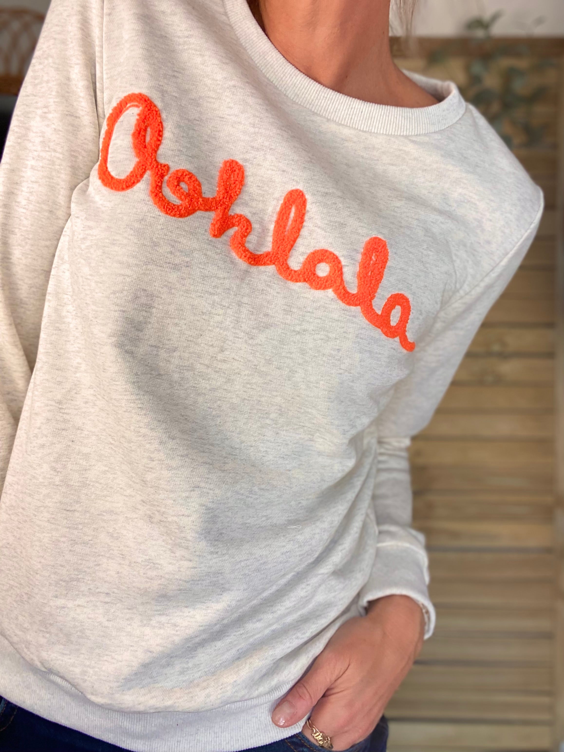 ⚡️ PÉPITES FRIDAY - Sweat Ohlala - Beige chiné / Orange