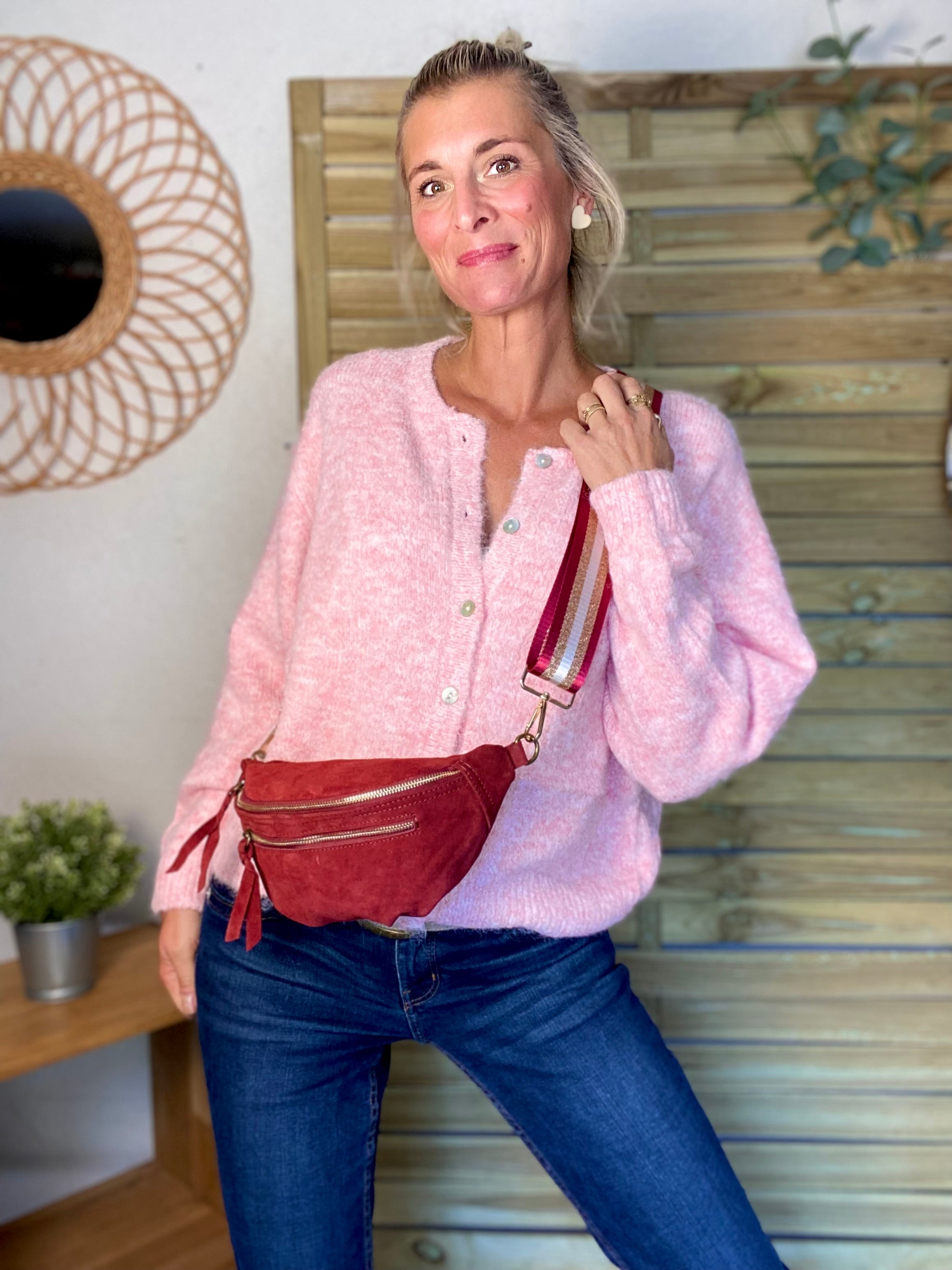 Gilet en maille MERYL - Rose chiné
