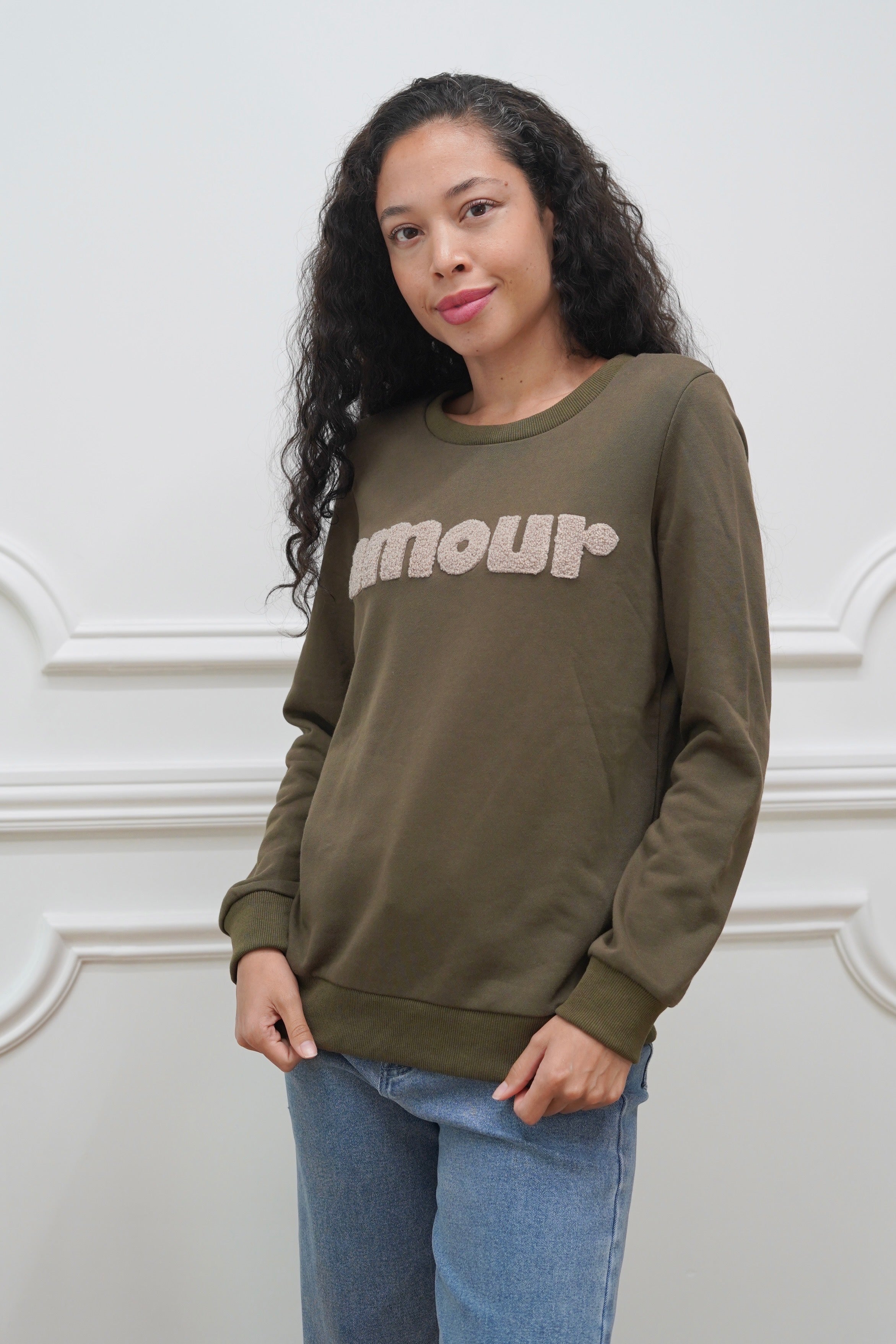 Sweat amour DORIA - Kaki / Beige