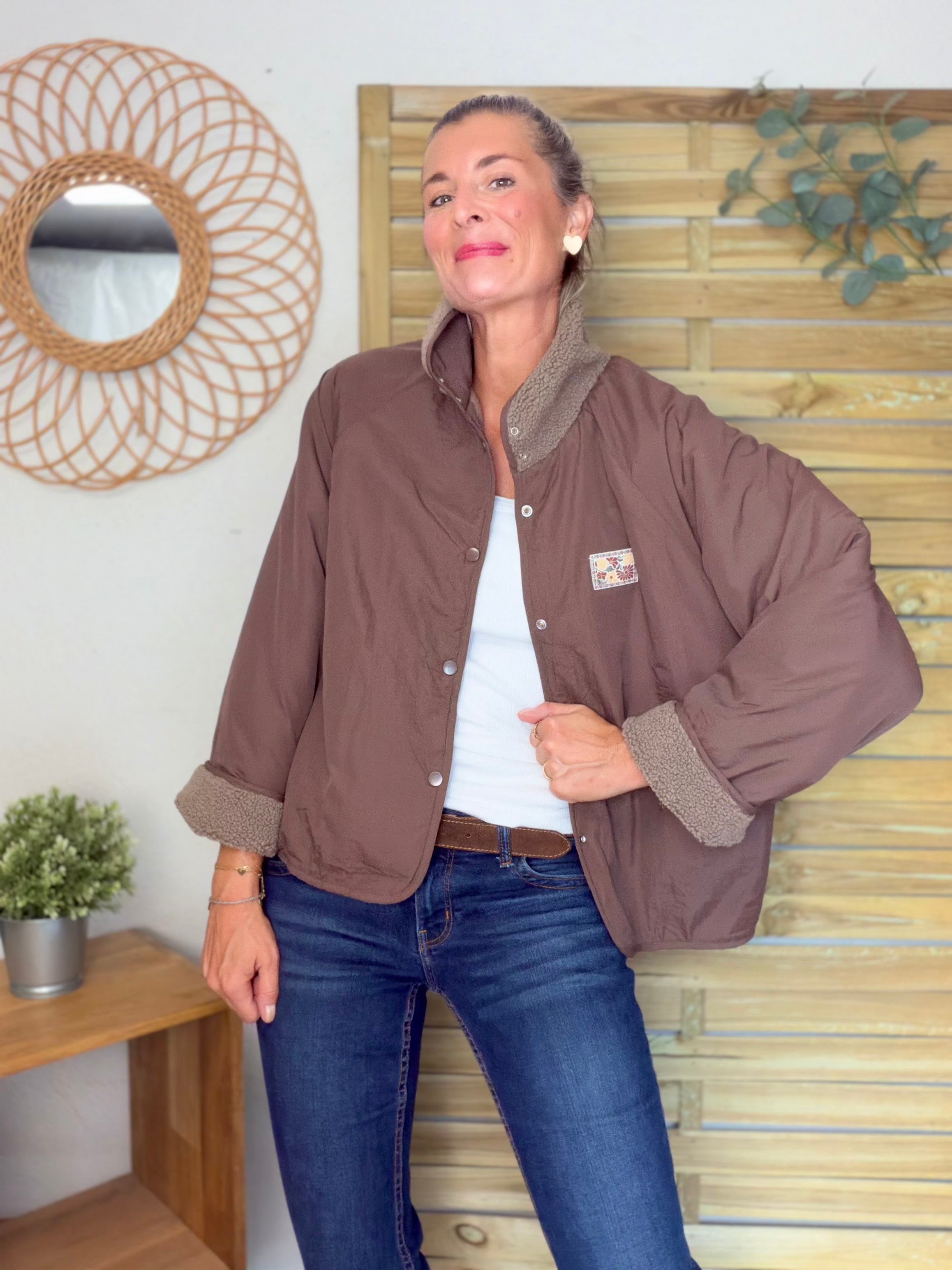 Veste matelassée réversible Sherpa AMÉLIE Chocolat