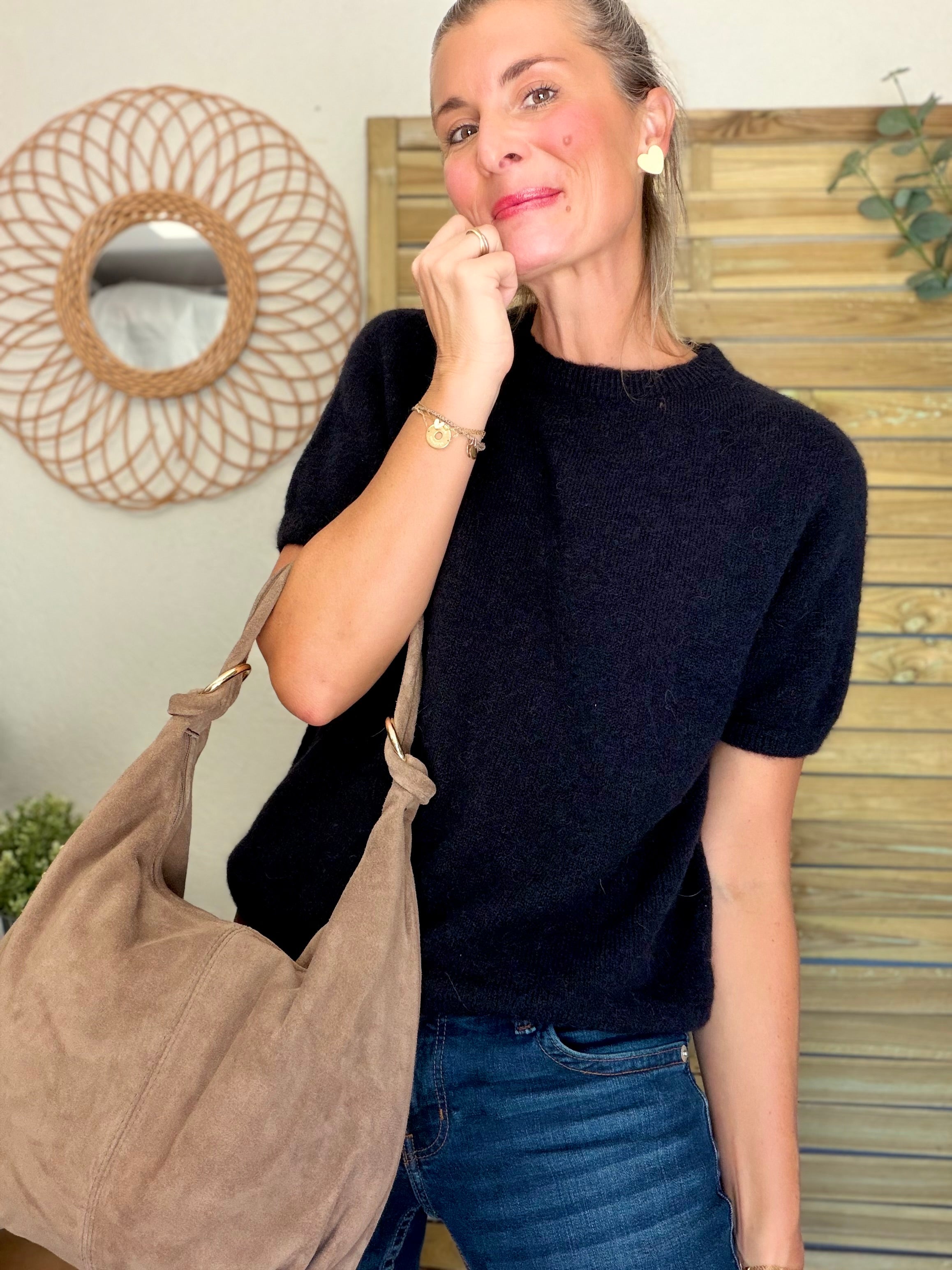 Pull laine et alpaga PEGGY - Noir
